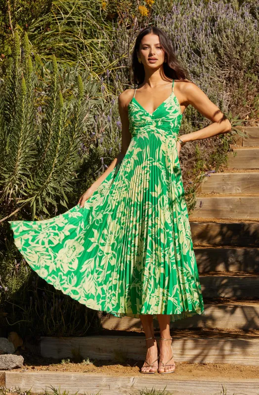 Blythe Floral Plisse Midi Dress sold by Astr