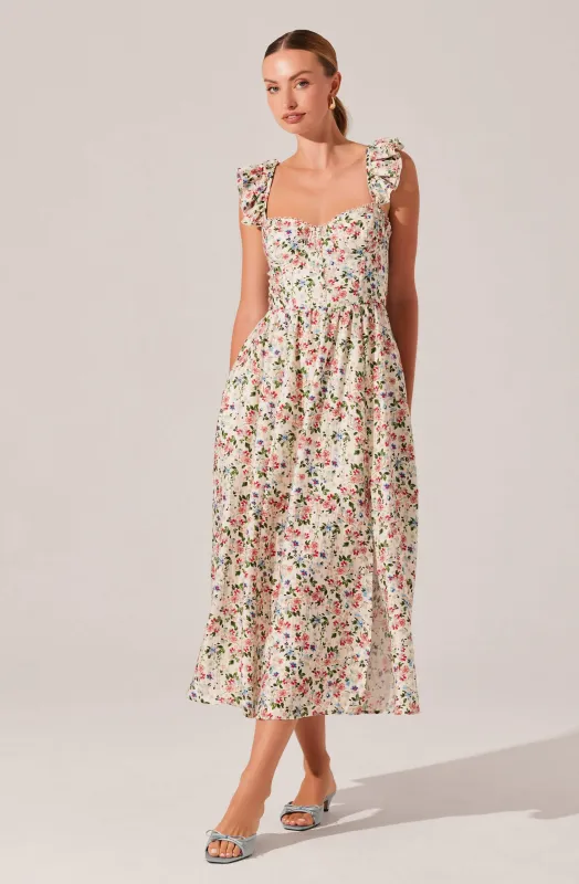 Wedelia Floral Bustier Midi Dress sold by Astr
