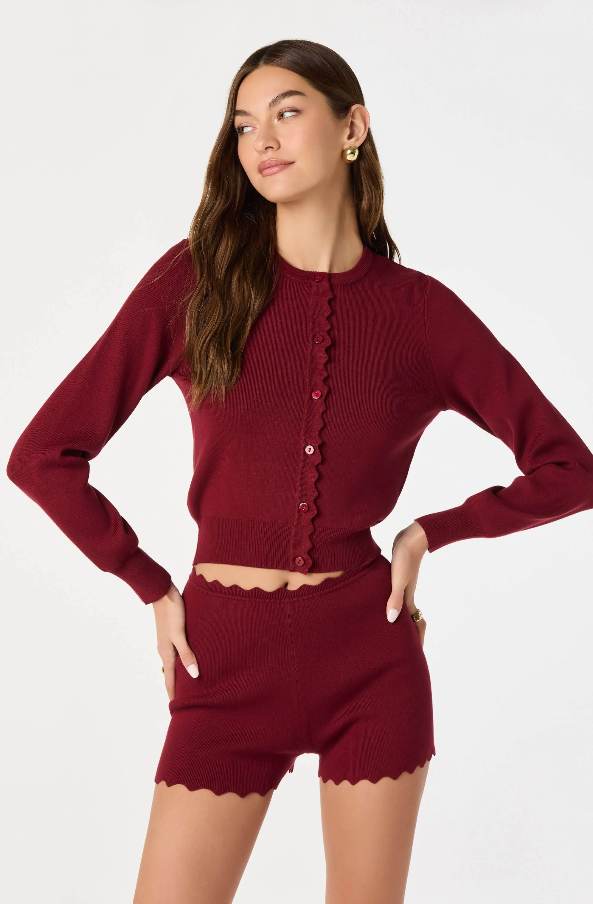 Scalloped Trim Sweater Shorts sold by Astr product image thumbnail 5