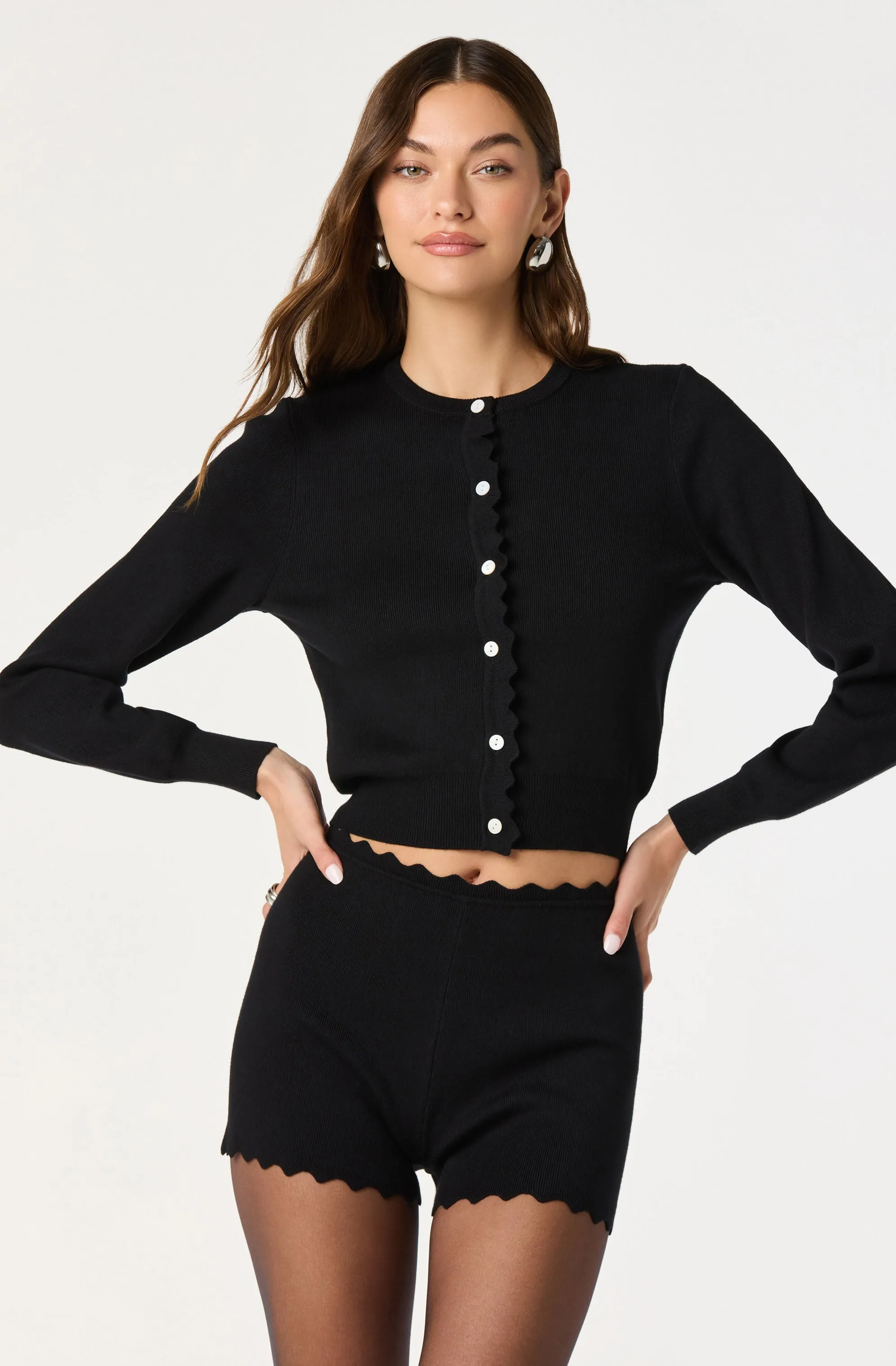 Scalloped Crewneck Cardigan sold by Astr