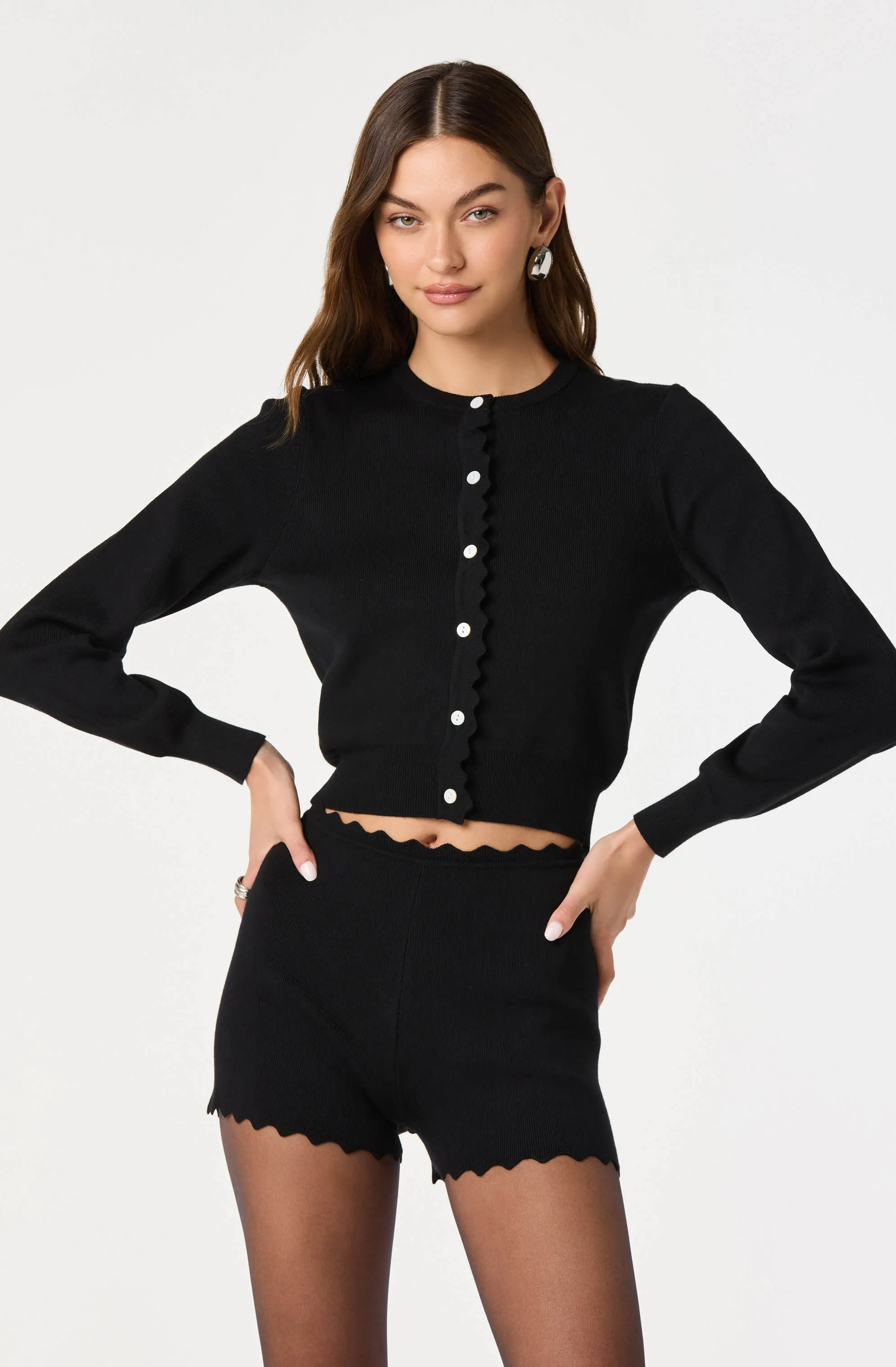 Scalloped Crewneck Cardigan sold by Astr product image thumbnail 5