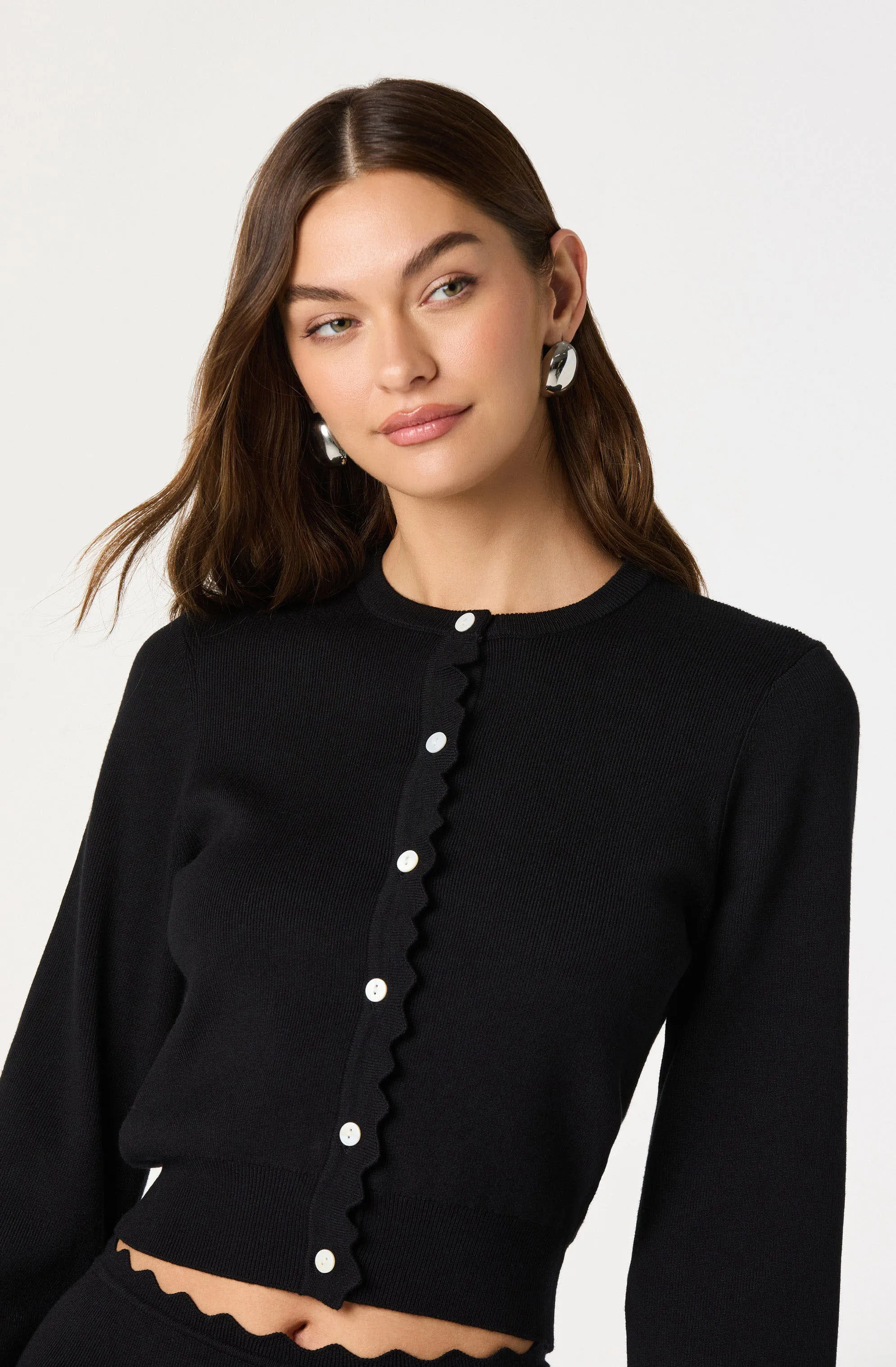 Scalloped Crewneck Cardigan sold by Astr product image thumbnail 3