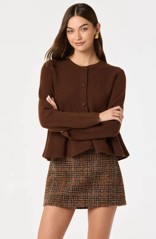 Swing Hem Peplum Cardigan sold by Astr