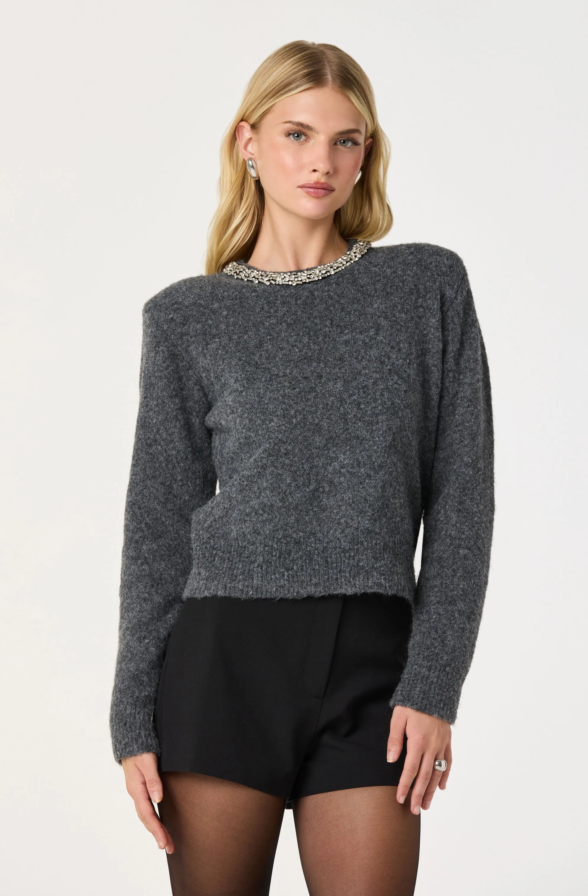 Embellished Collar Crewneck Sweater sold by Astr product image thumbnail 5