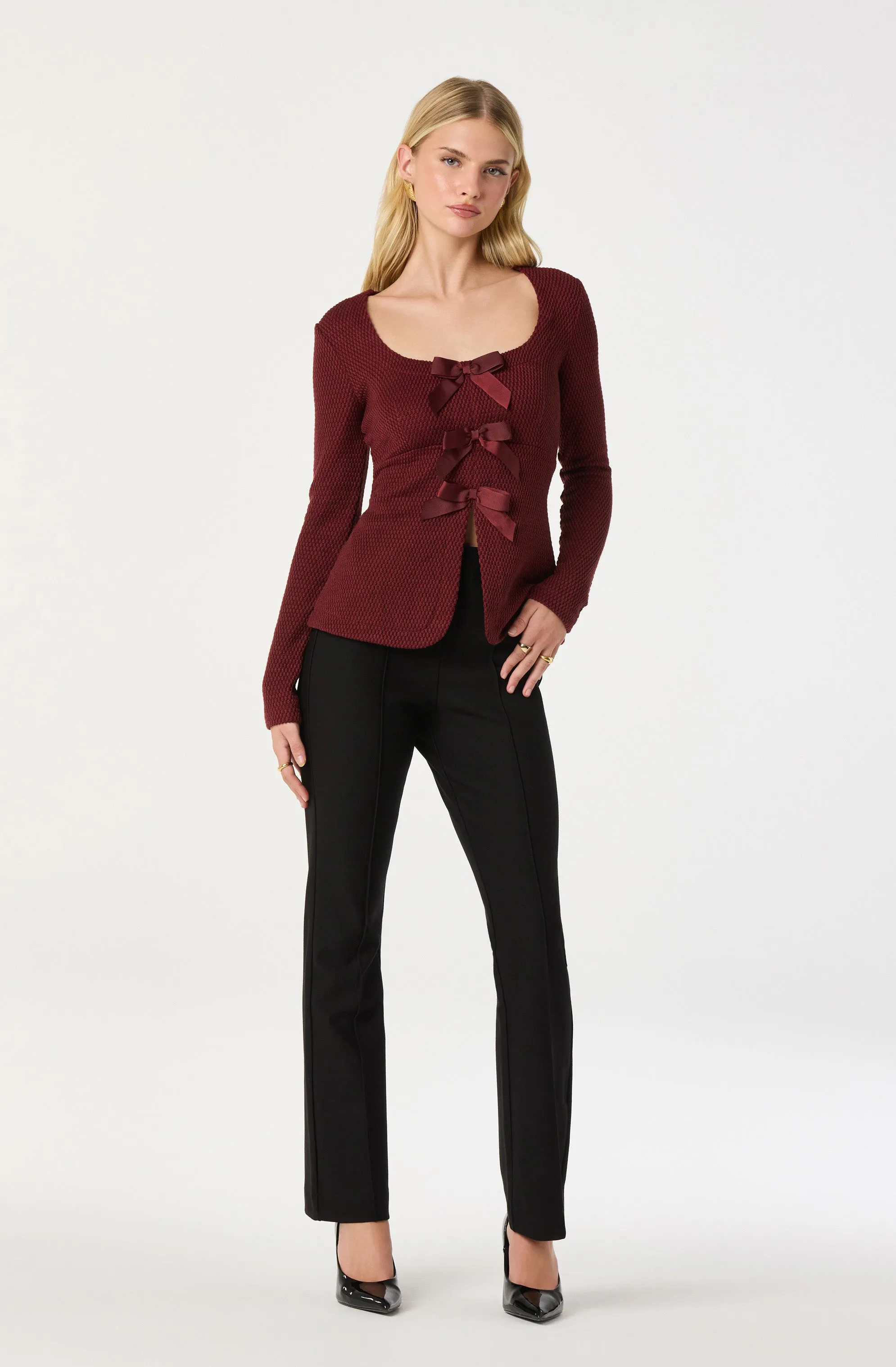 Textured Bow Flyaway Top sold by Astr product image thumbnail 2