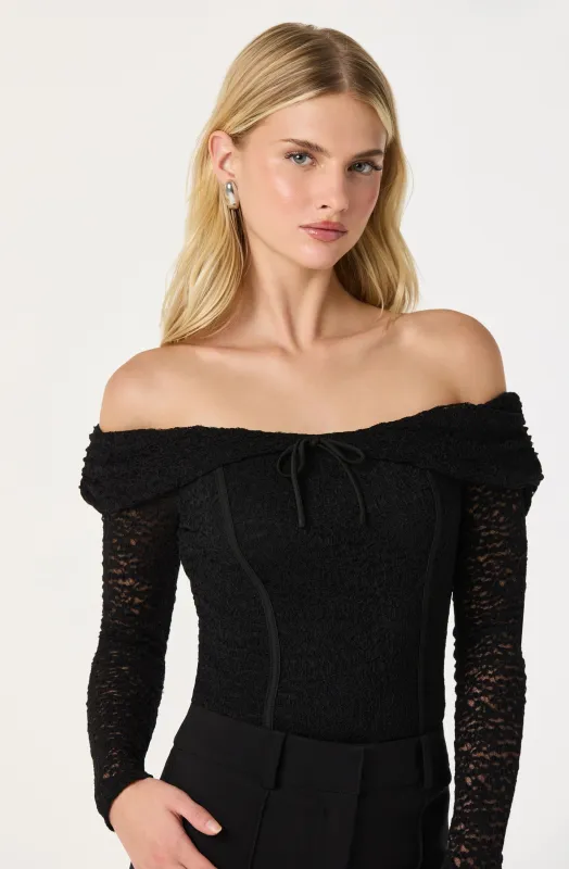 Off Shoulder Lace Top sold by Astr