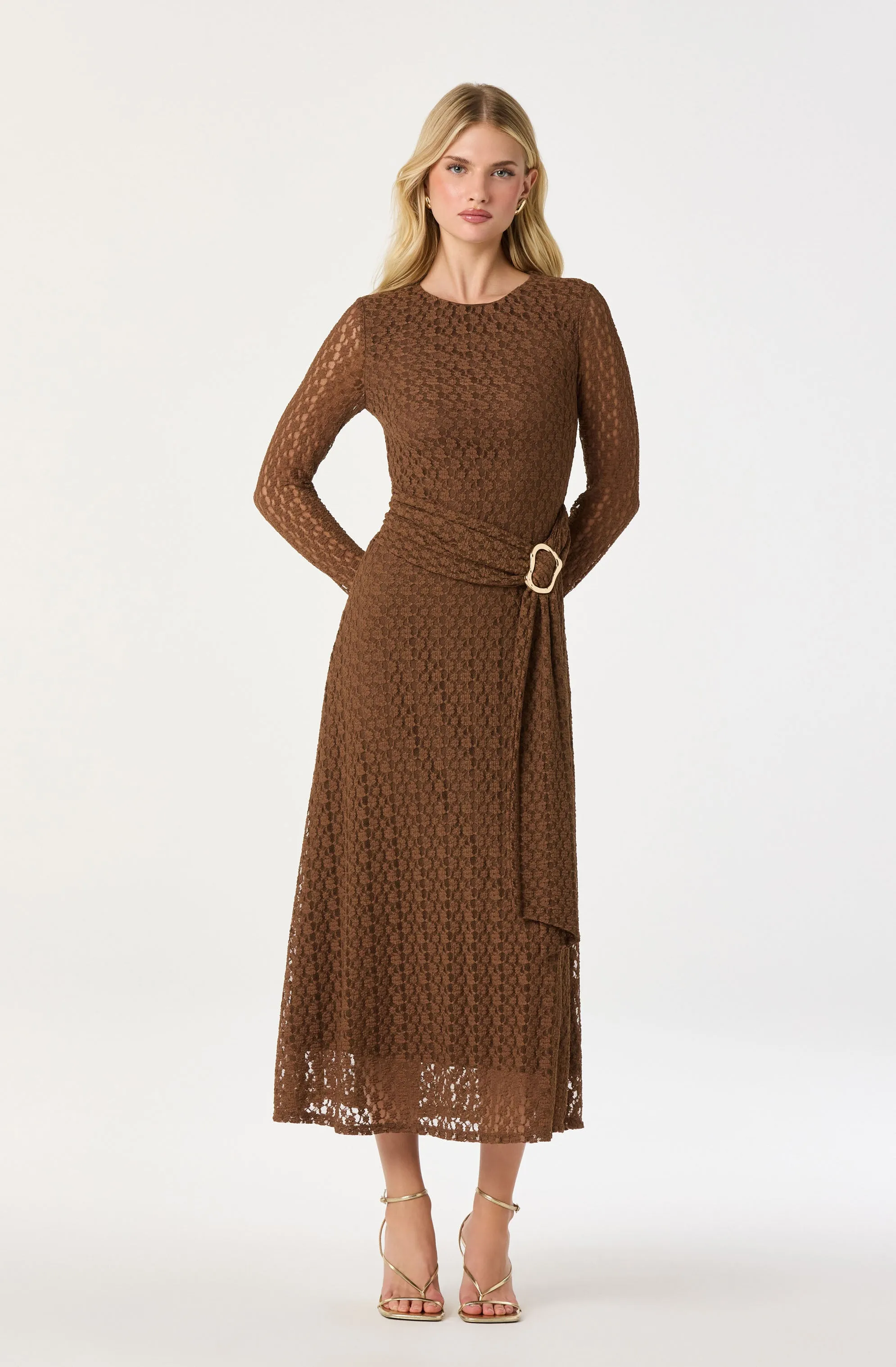 Belted Lace Midi Dress sold by Astr product image thumbnail 2