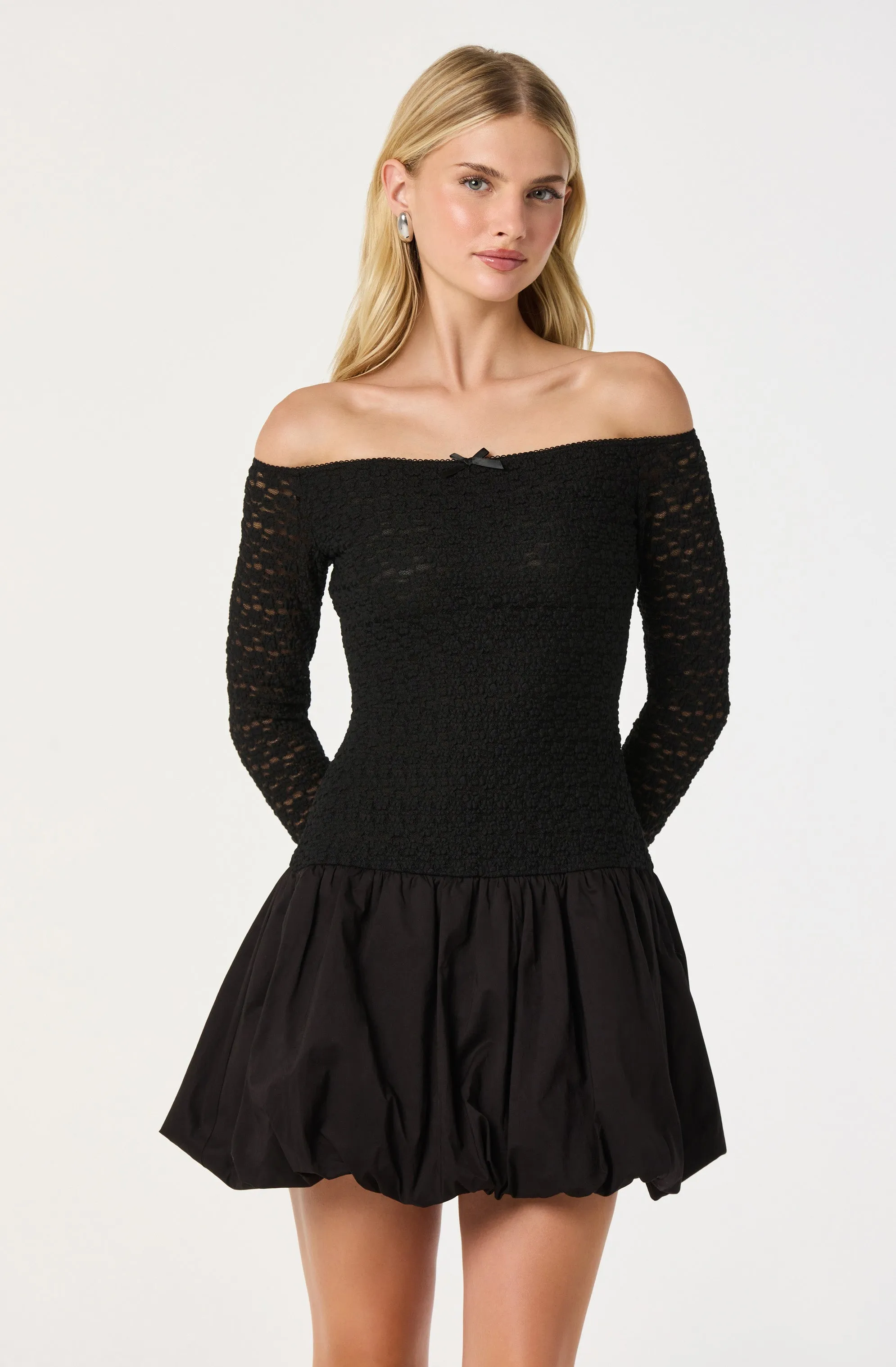 Off Shoulder Mixed Media Dress sold by Astr product image thumbnail 4