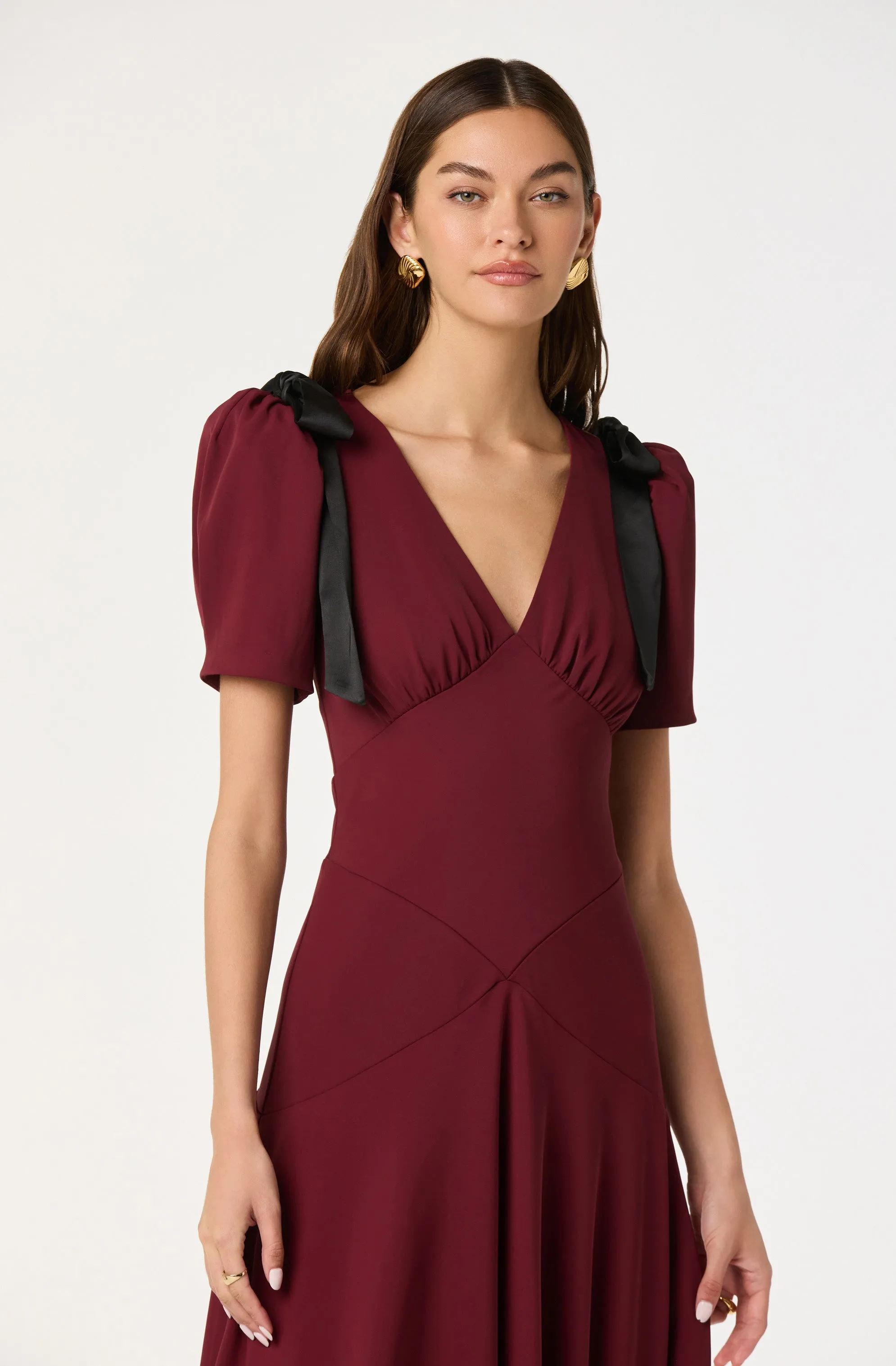 Ciela Bow Puff Sleeve Midi Dress sold by Astr product image thumbnail 3