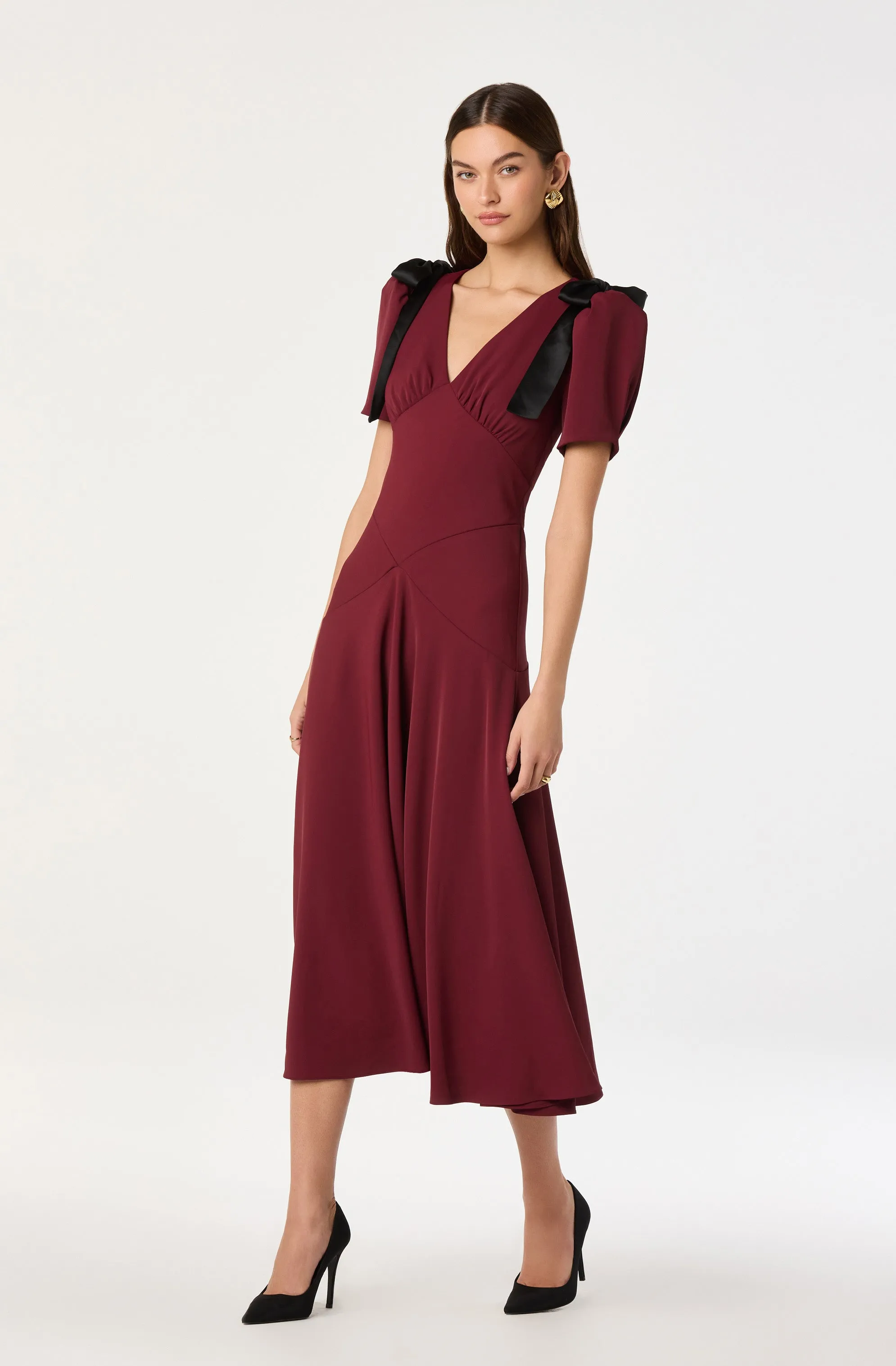 Ciela Bow Puff Sleeve Midi Dress sold by Astr product image thumbnail 5