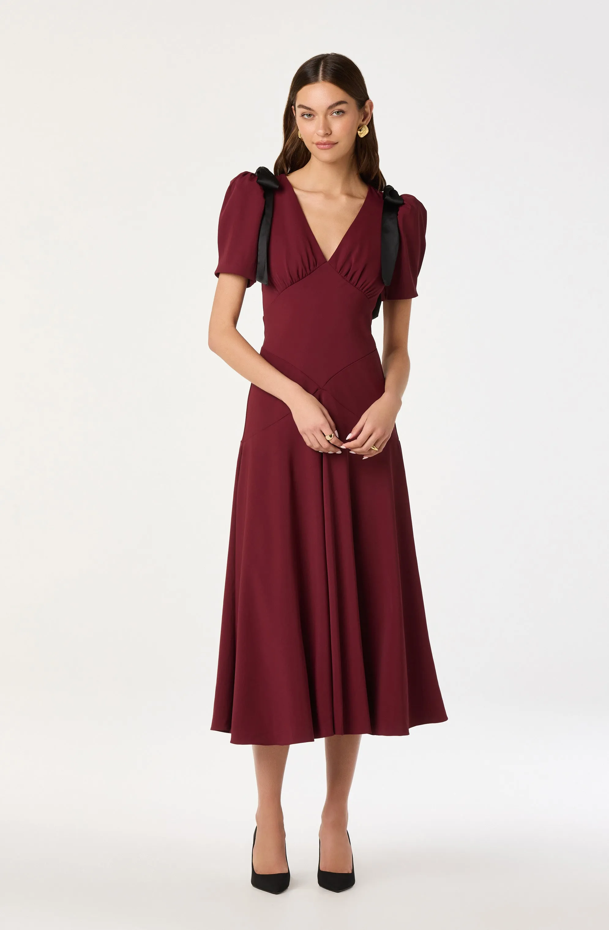 Ciela Bow Puff Sleeve Midi Dress sold by Astr product image thumbnail 2