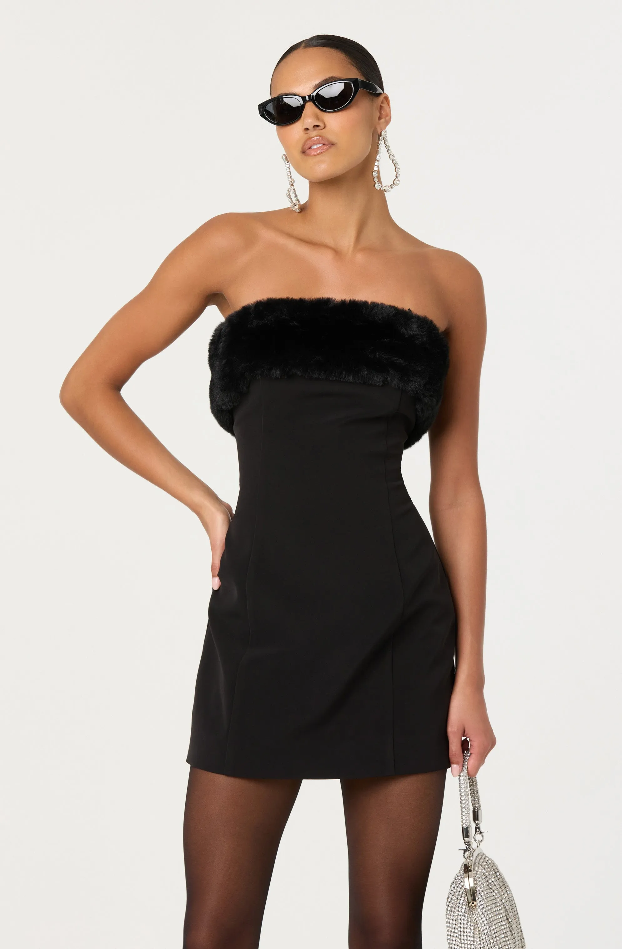 Amya Strapless Faux Fur Dress sold by Astr product image thumbnail 2