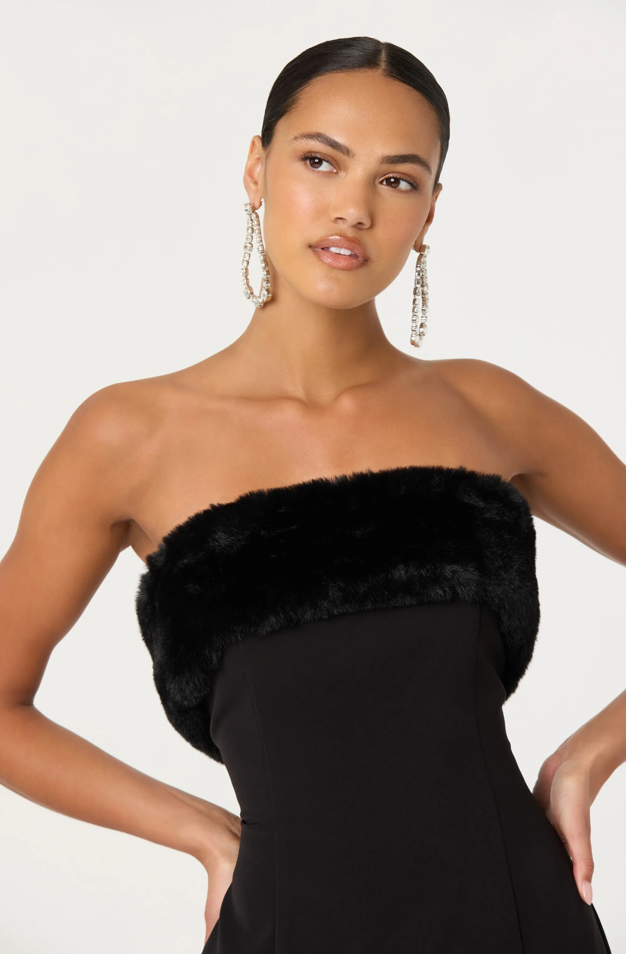 Amya Strapless Faux Fur Dress sold by Astr product image thumbnail 3