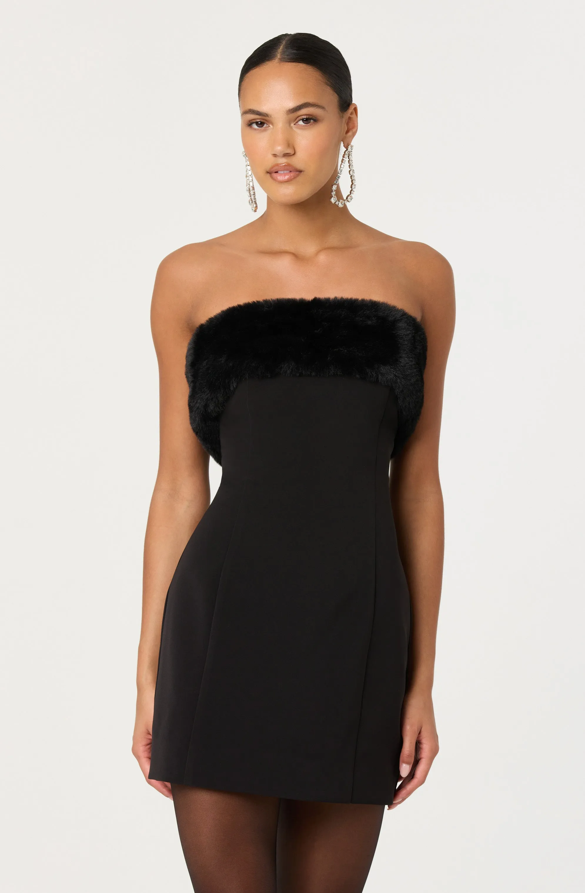 Amya Strapless Faux Fur Dress sold by Astr product image thumbnail 5