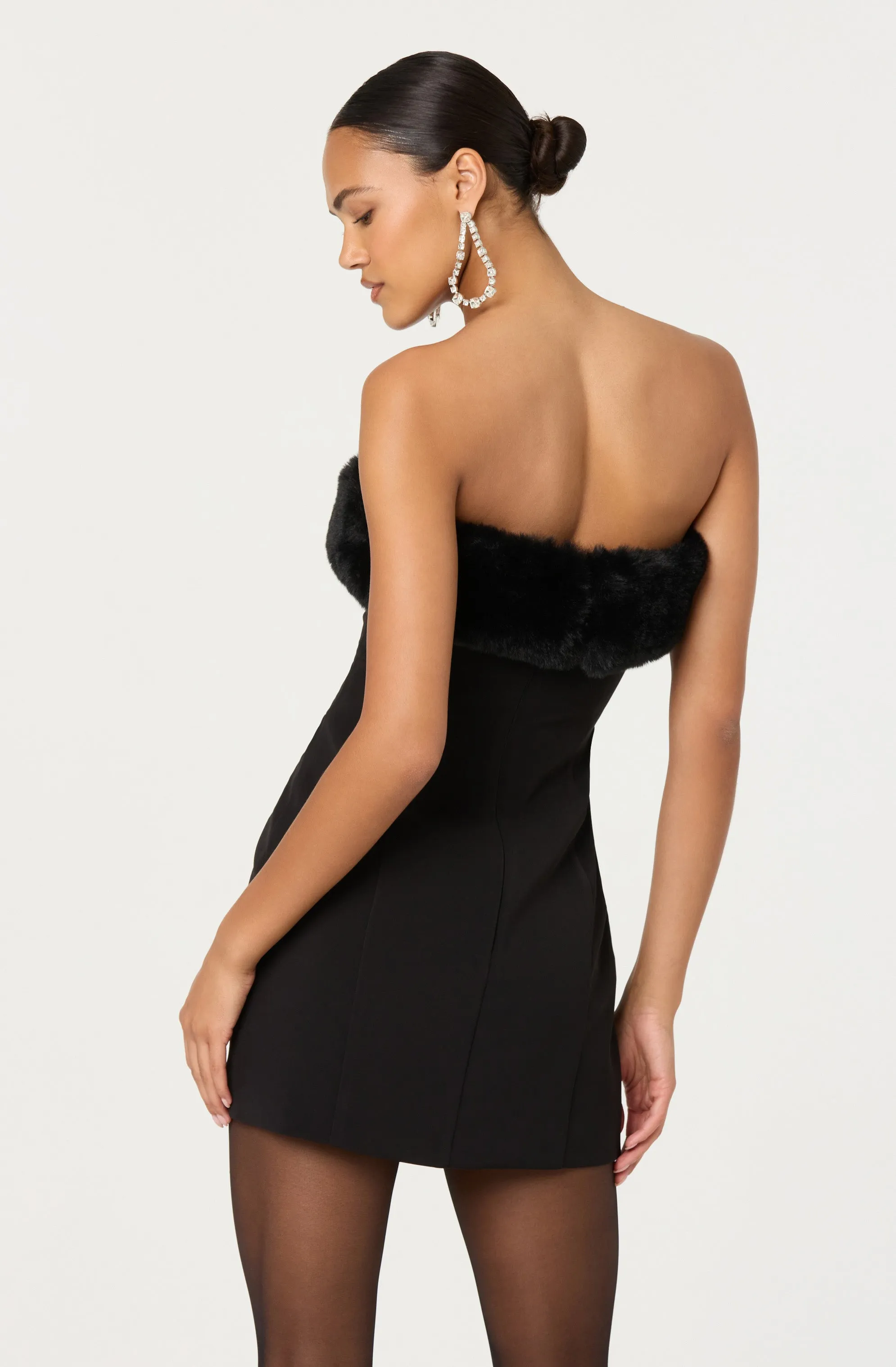 Amya Strapless Faux Fur Dress sold by Astr product image thumbnail 4