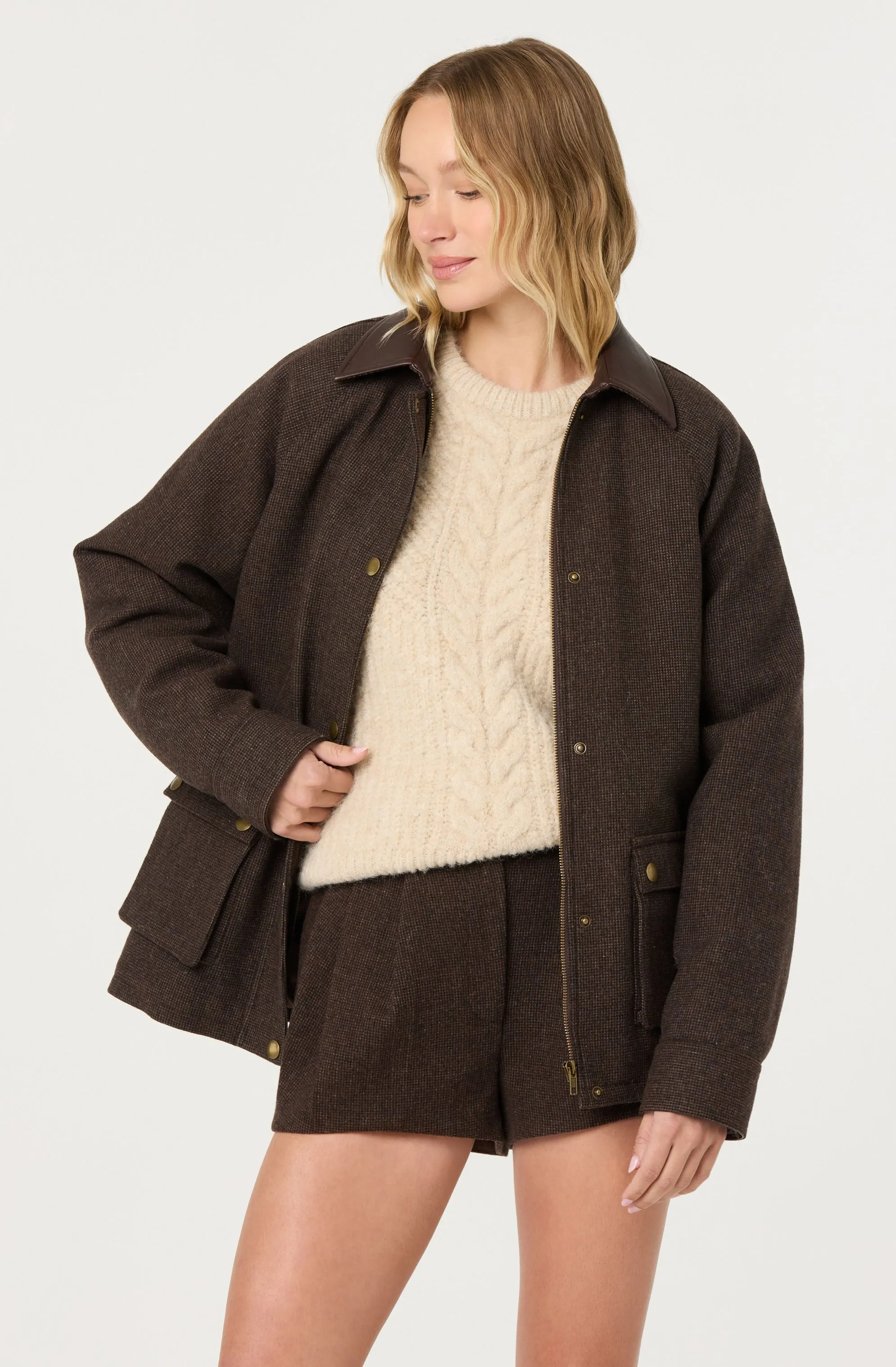 Sorine Wool Blend Pleated Shorts sold by Astr