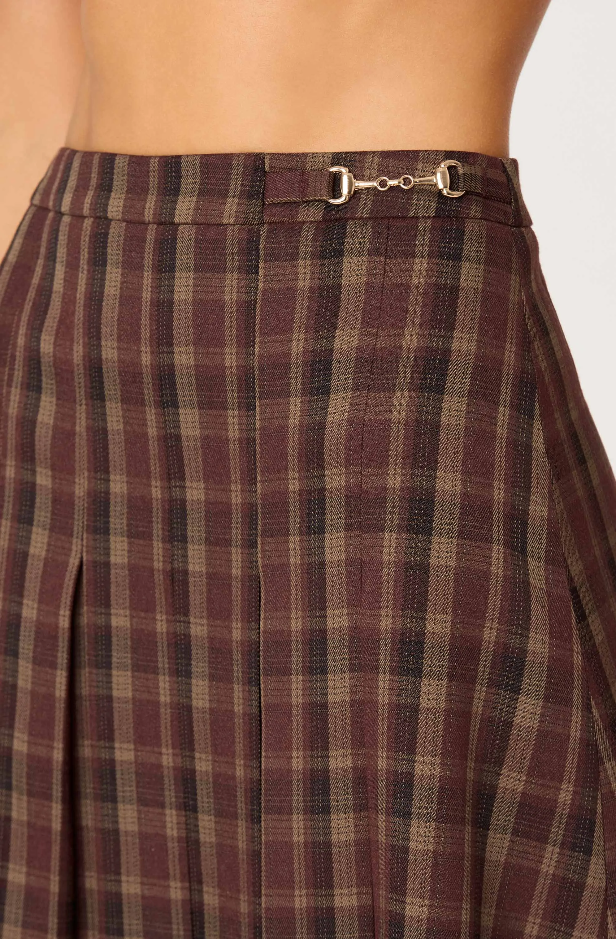 Vena Pleated Plaid Midi Skirt sold by Astr product image thumbnail 3