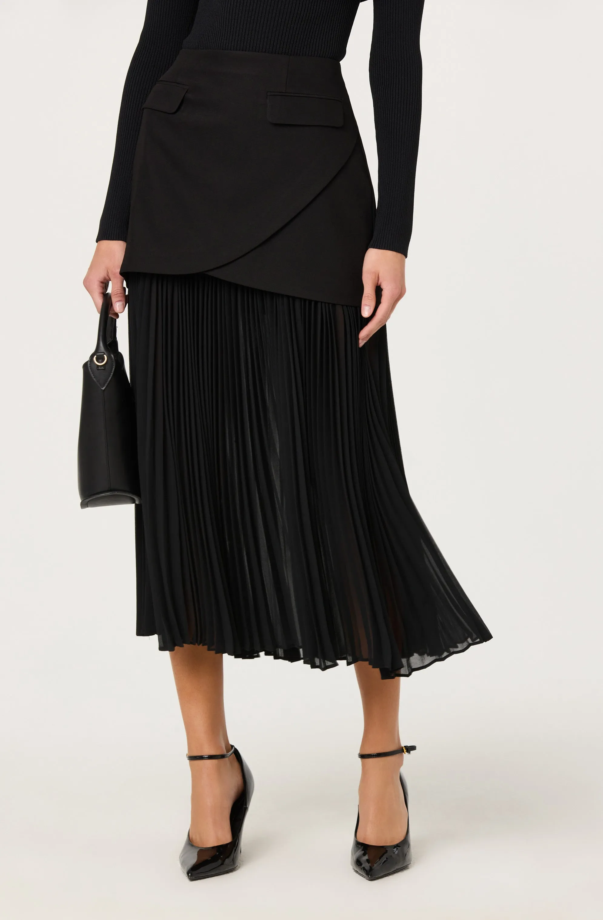 Deaile Contrast Layered Pleated Skirt sold by Astr