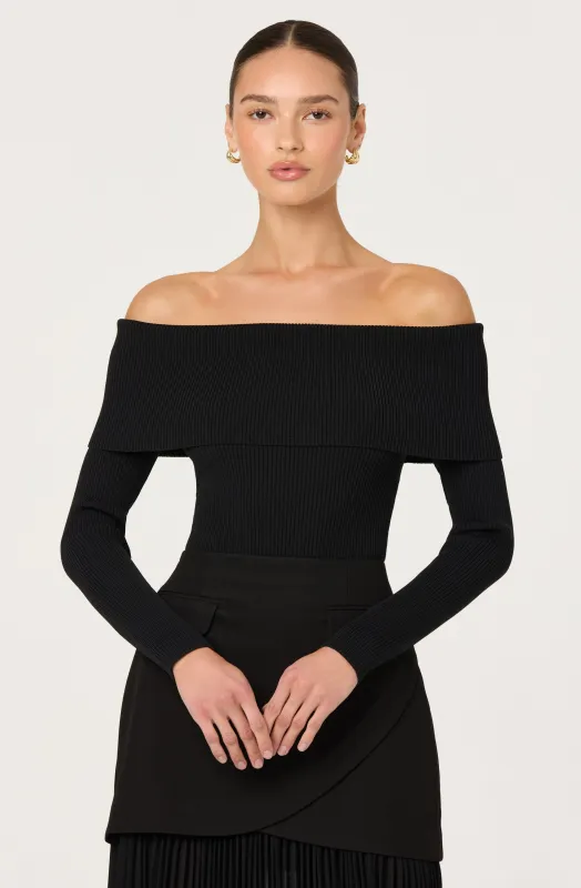 Lidia Ribbed Off Shoulder Sweater sold by Astr