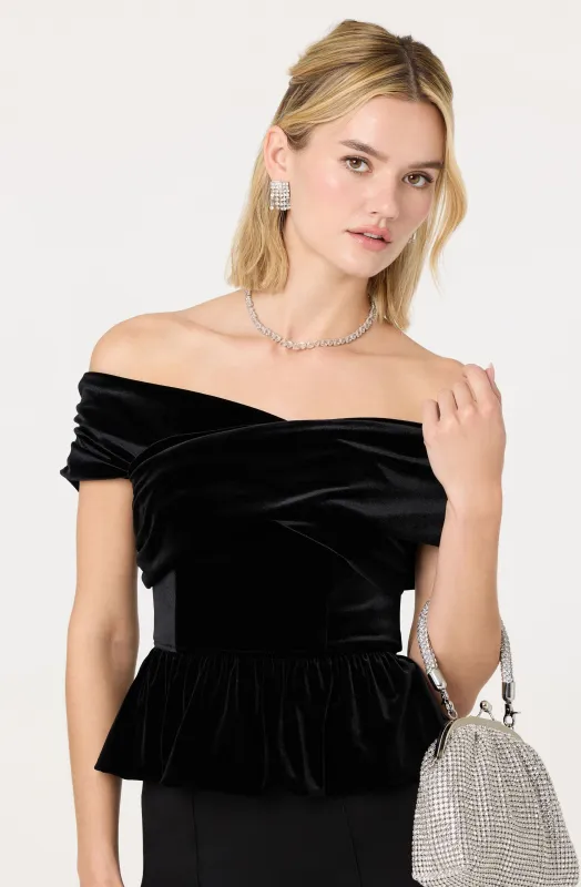 Tenille Velvet Off Shoulder Top sold by Astr