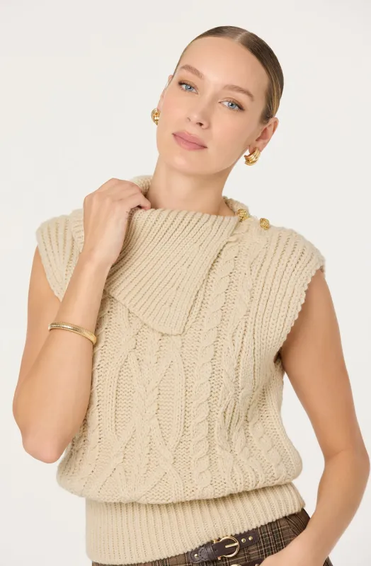 Kirstin Sleeveless Cable Knit Sweater sold by Astr