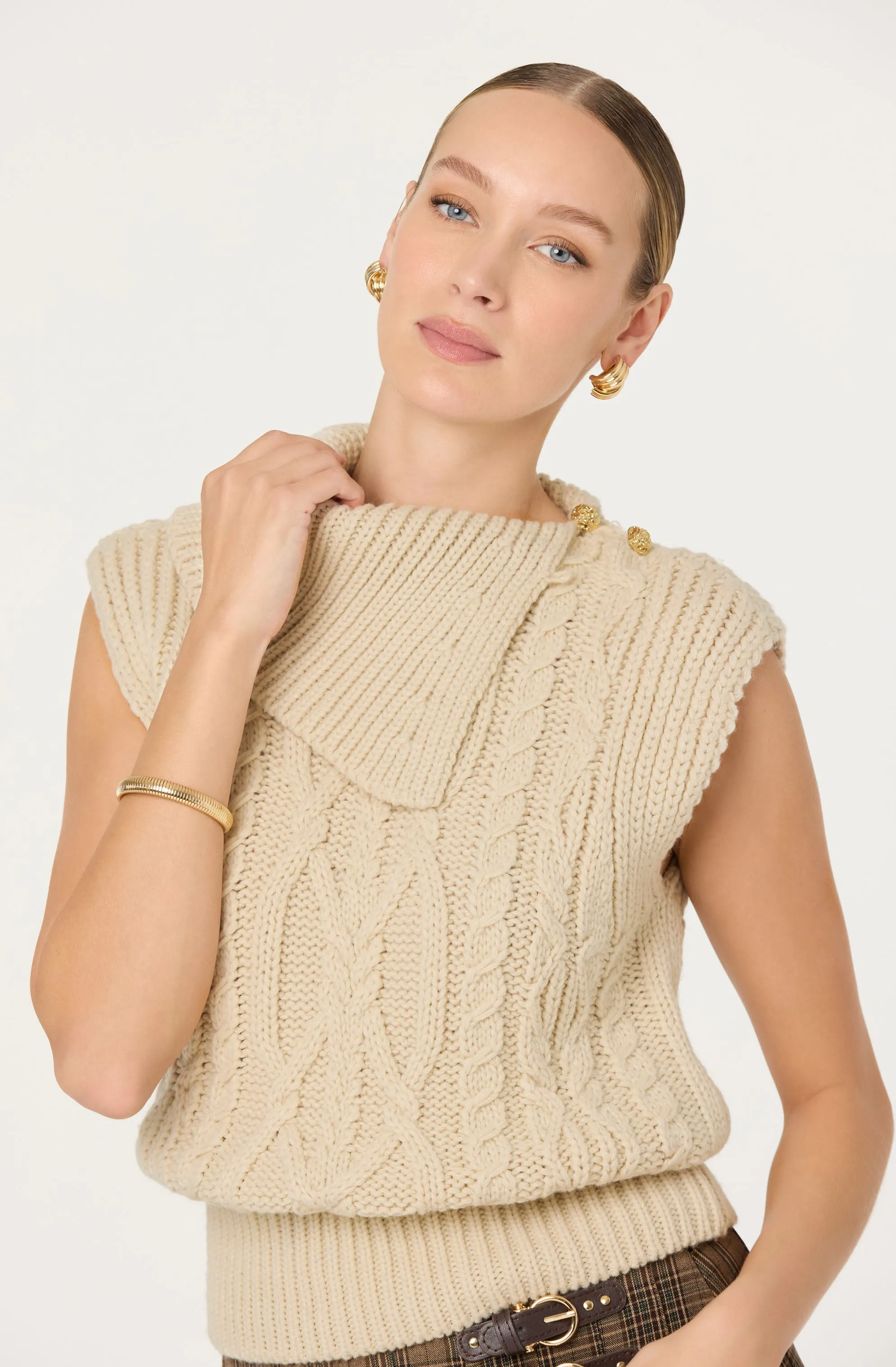 Kirstin Sleeveless Cable Knit Sweater sold by Astr