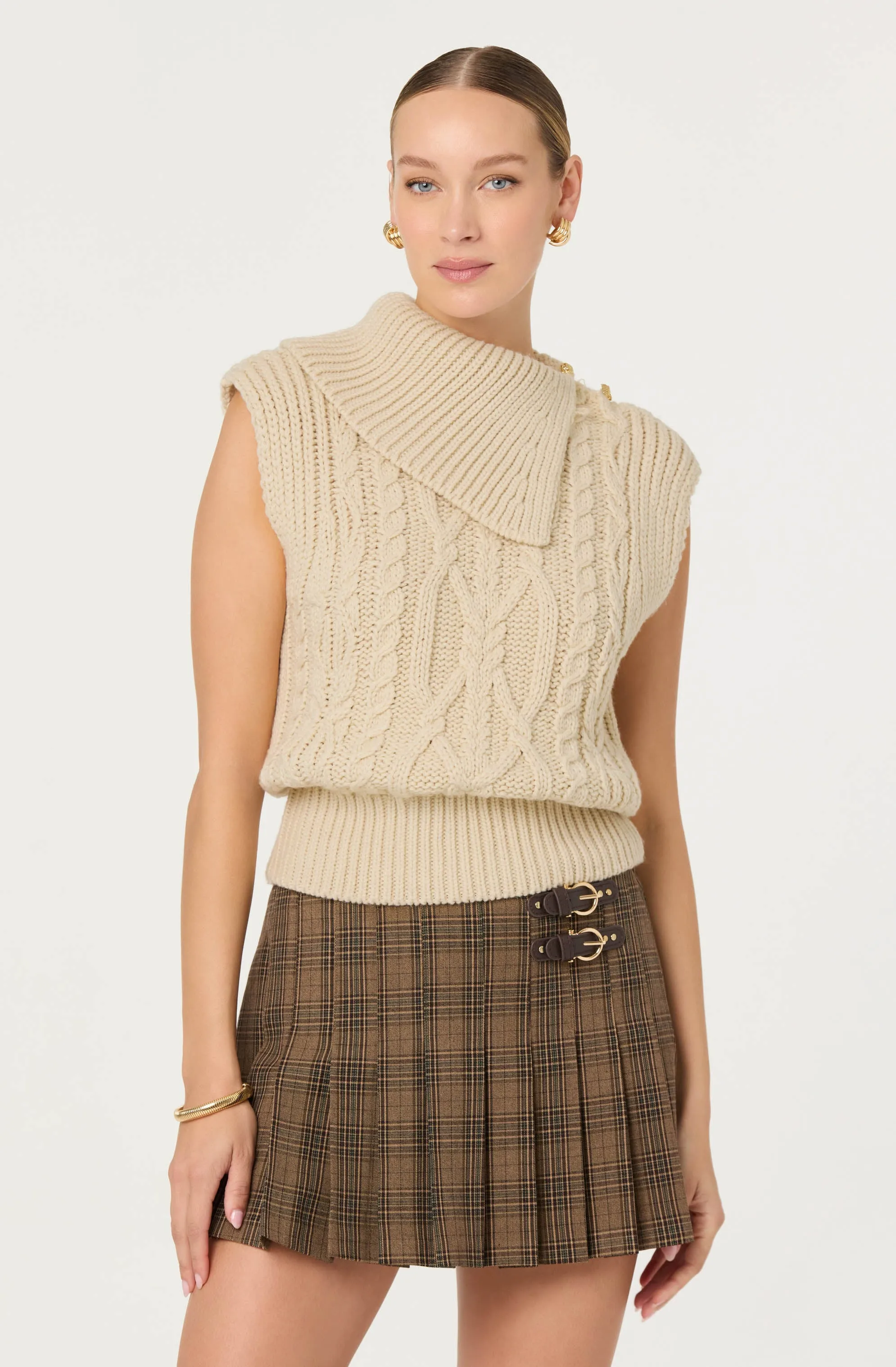 Kirstin Sleeveless Cable Knit Sweater sold by Astr product image thumbnail 2