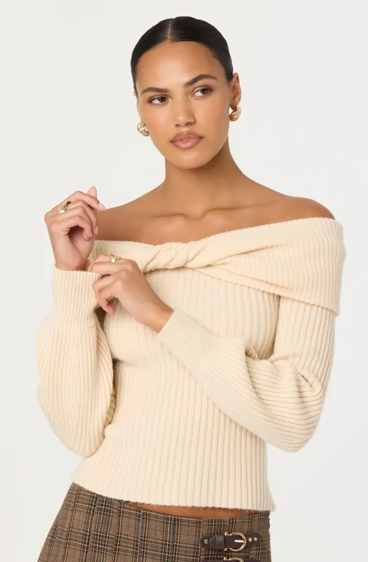 Tilde Twist Off Shoulder Sweater sold by Astr