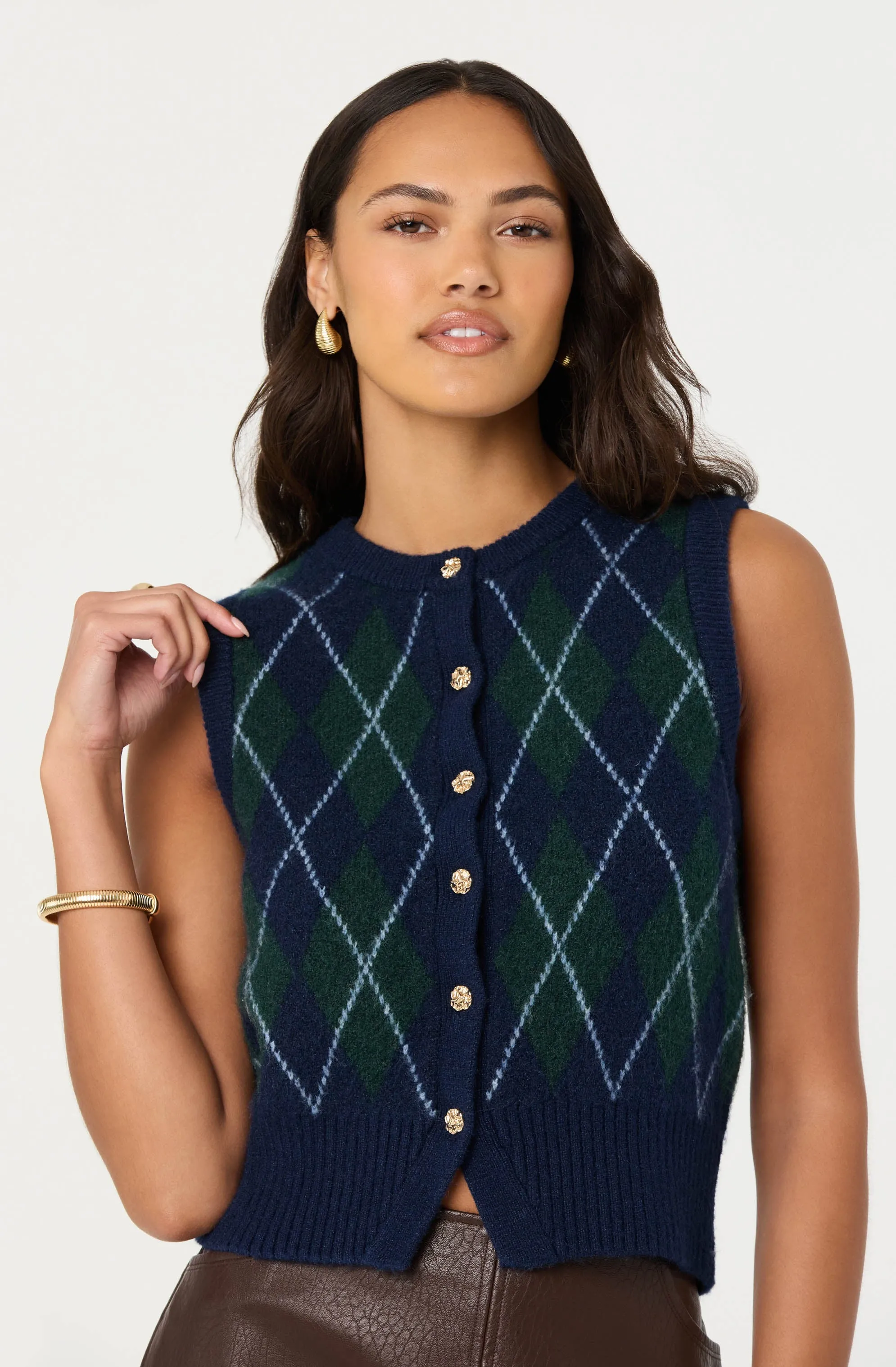 Abbie Argyle Sweater Vest sold by Astr