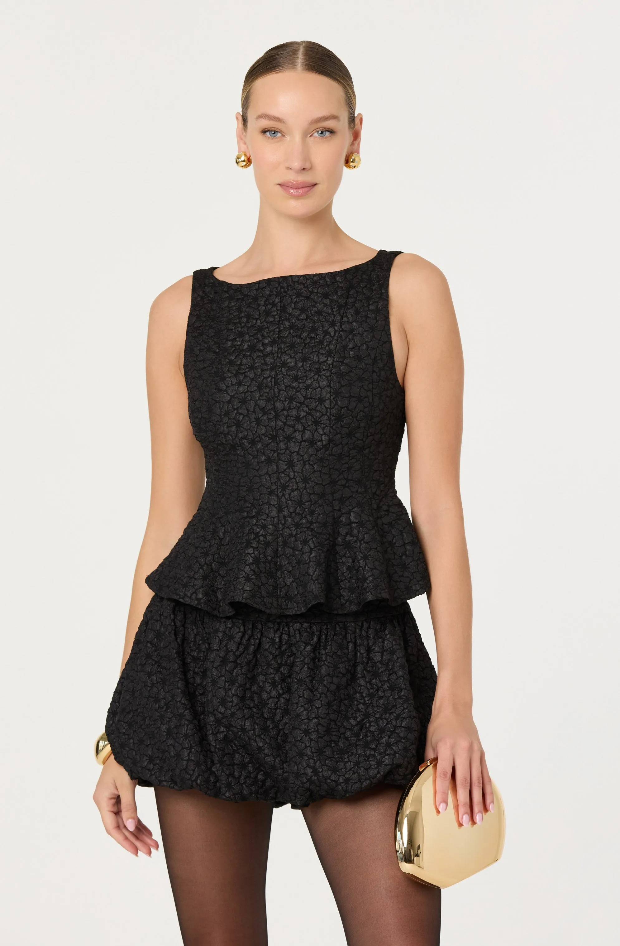 Alea Floral Textured Peplum Top sold by Astr product image thumbnail 4