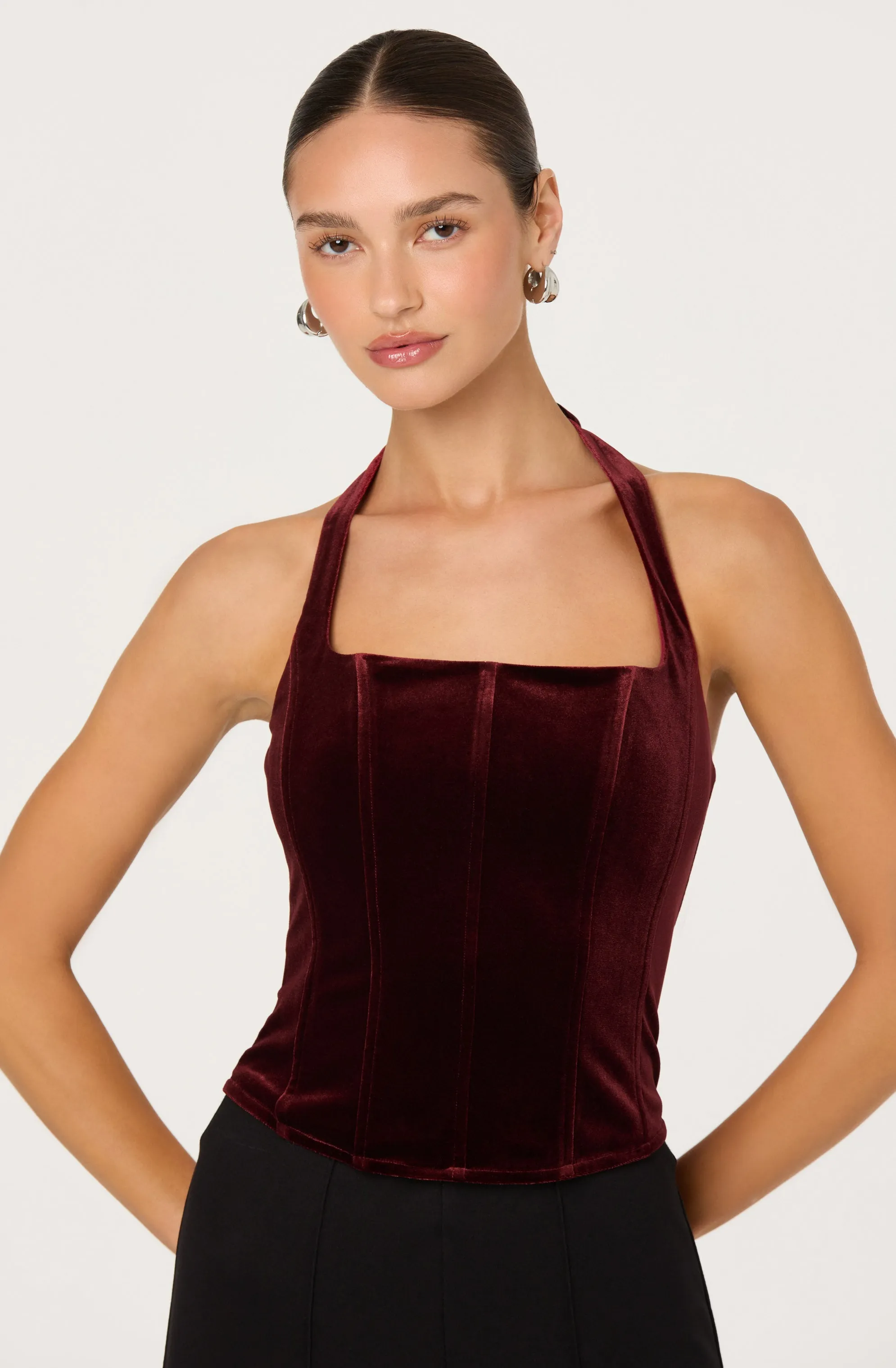 Jacy Velvet Corset Halter Top sold by Astr product image thumbnail 3