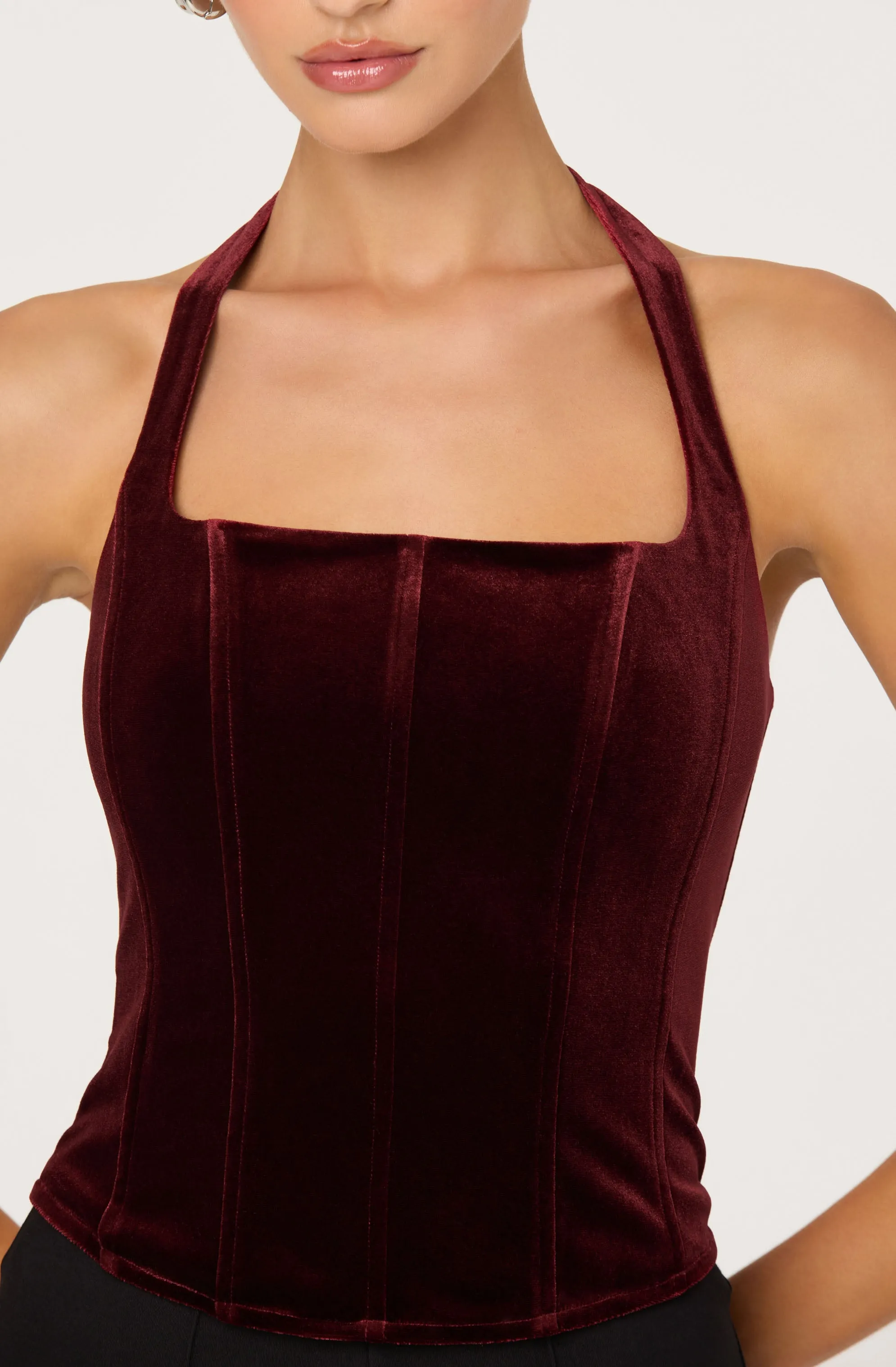 Jacy Velvet Corset Halter Top sold by Astr product image thumbnail 5