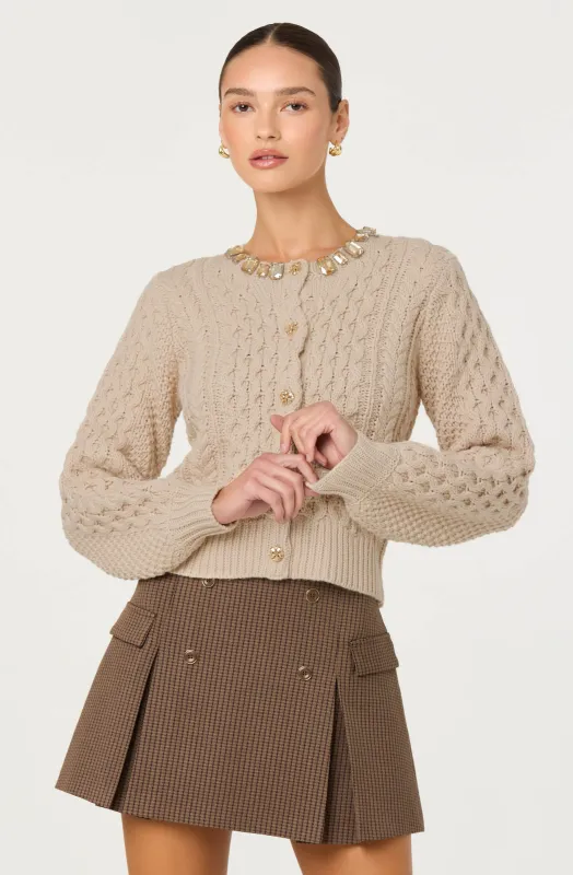 Cathryn Embellished Cable Knit Cardigan sold by Astr