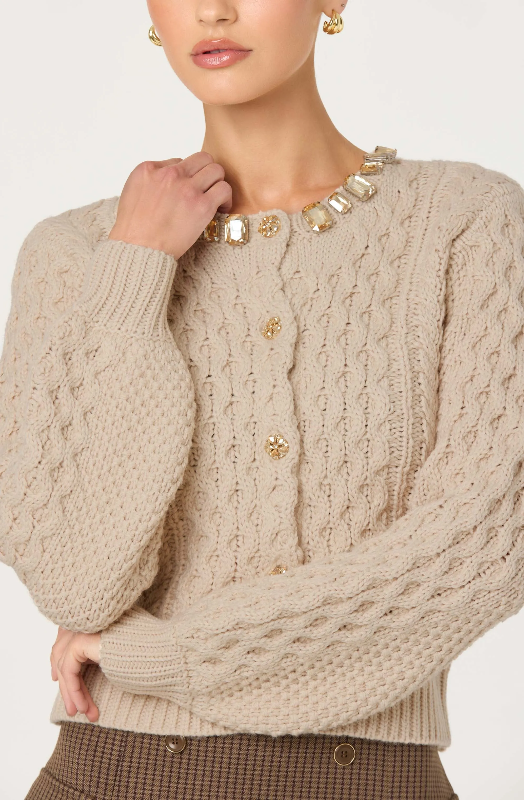 Cathryn Embellished Cable Knit Cardigan sold by Astr product image thumbnail 3