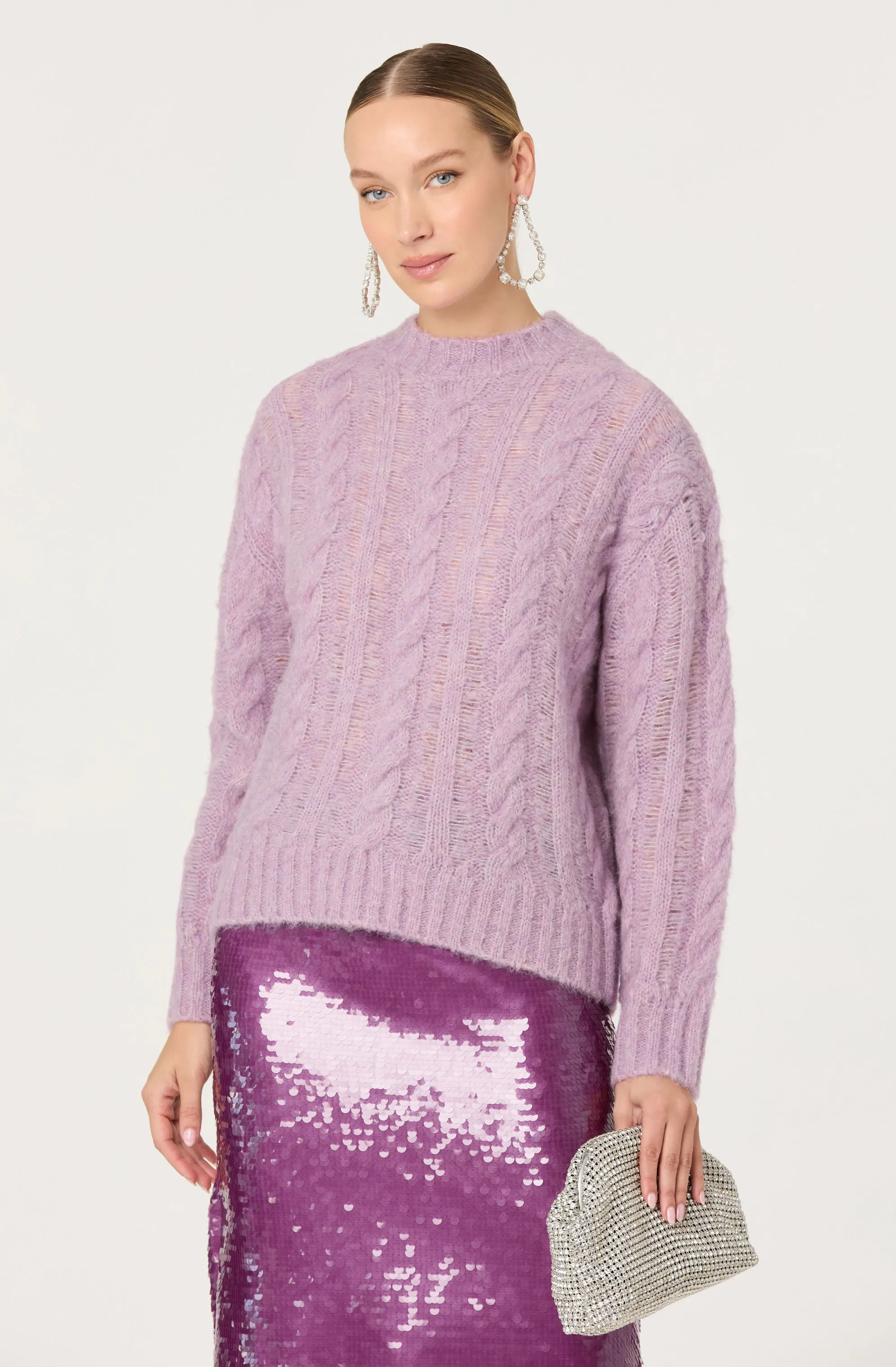 Violetta Cable Knit Crewneck Sweater sold by Astr product image thumbnail 3