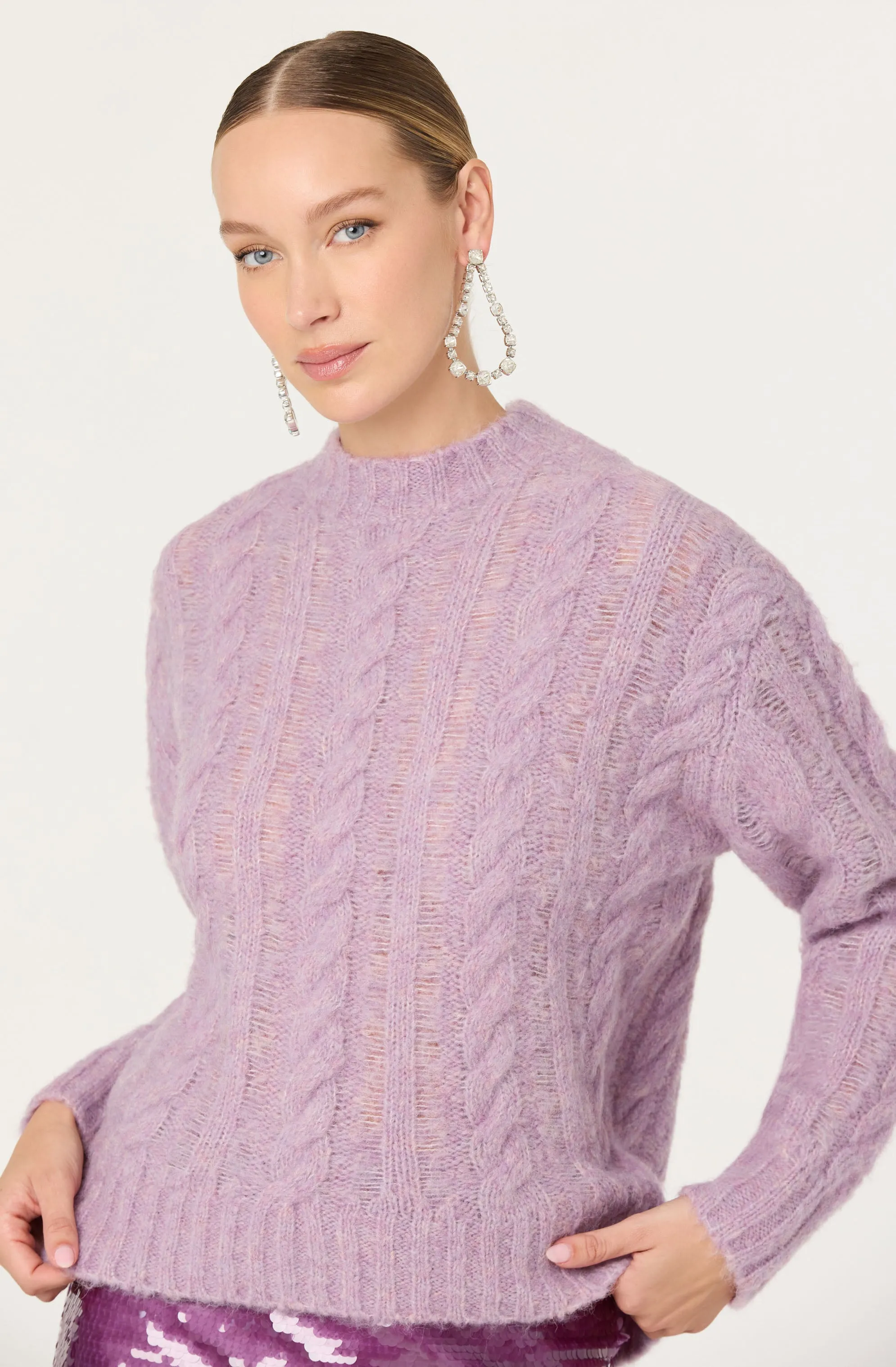 Violetta Cable Knit Crewneck Sweater sold by Astr product image thumbnail 4