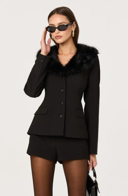 Stefani Faux Fur Trim Jacket sold by Astr