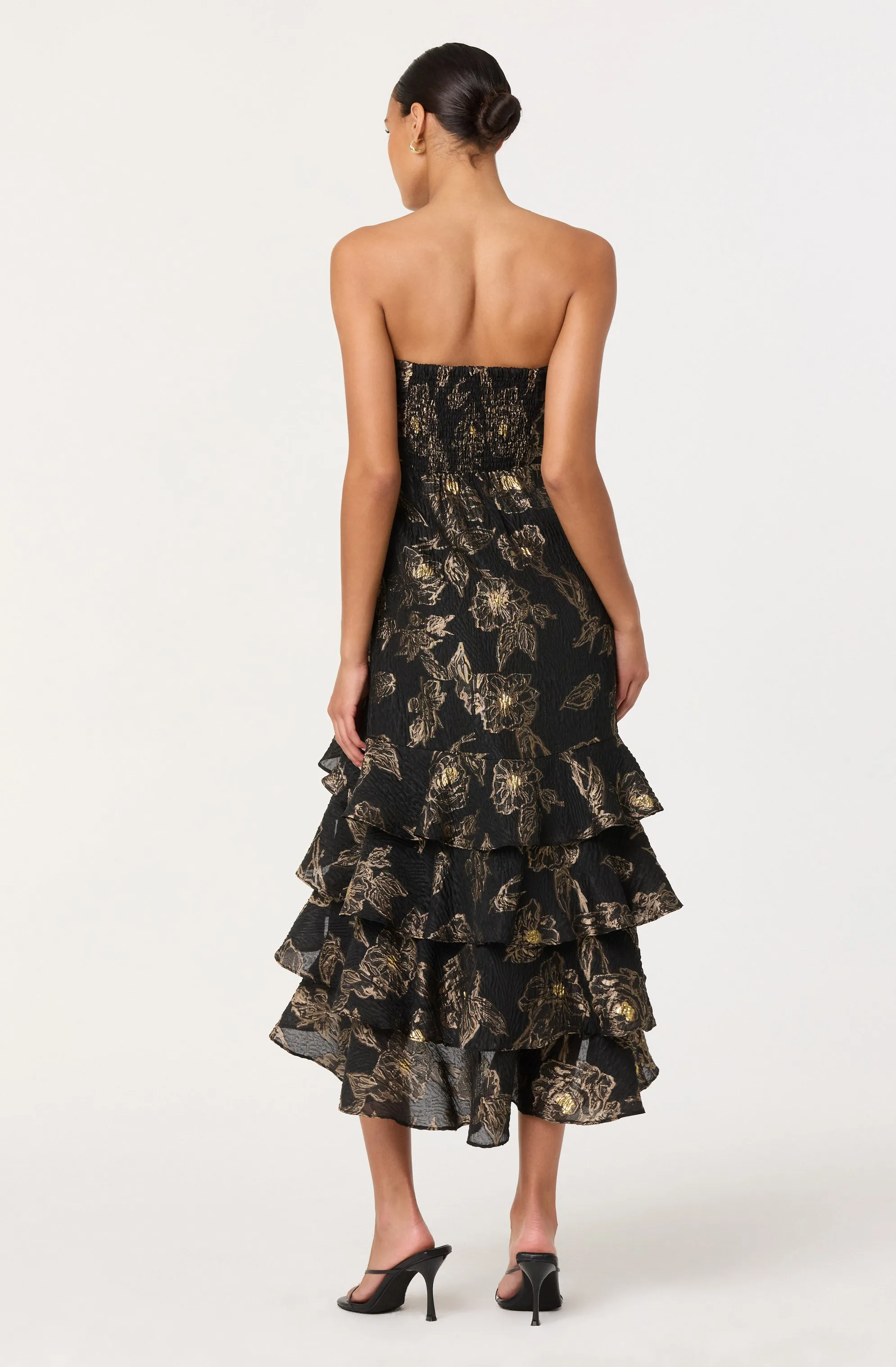 Marysia Strapless Metallic Floral Midi Dress sold by Astr product image thumbnail 2
