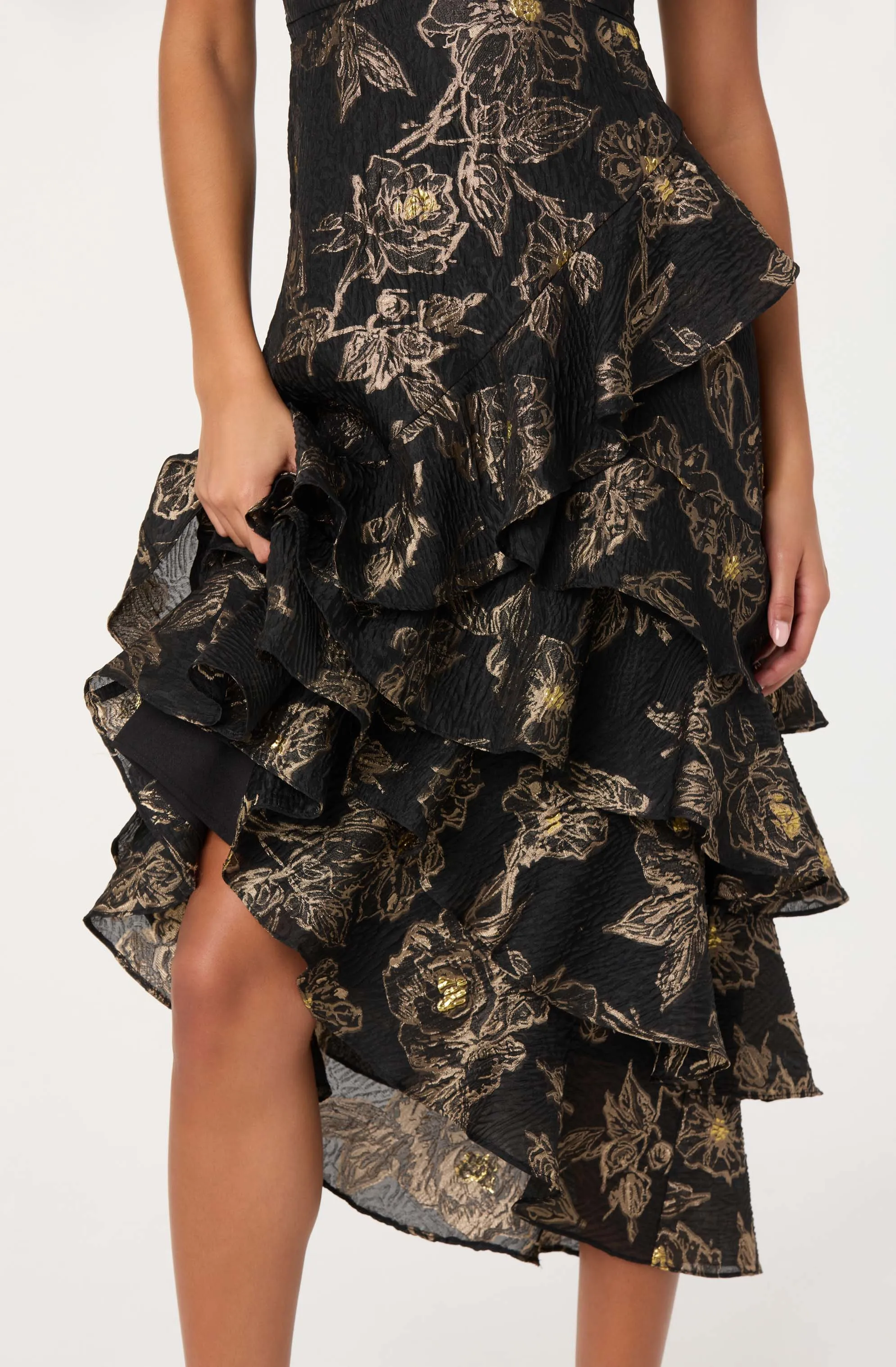 Marysia Strapless Metallic Floral Midi Dress sold by Astr product image thumbnail 4