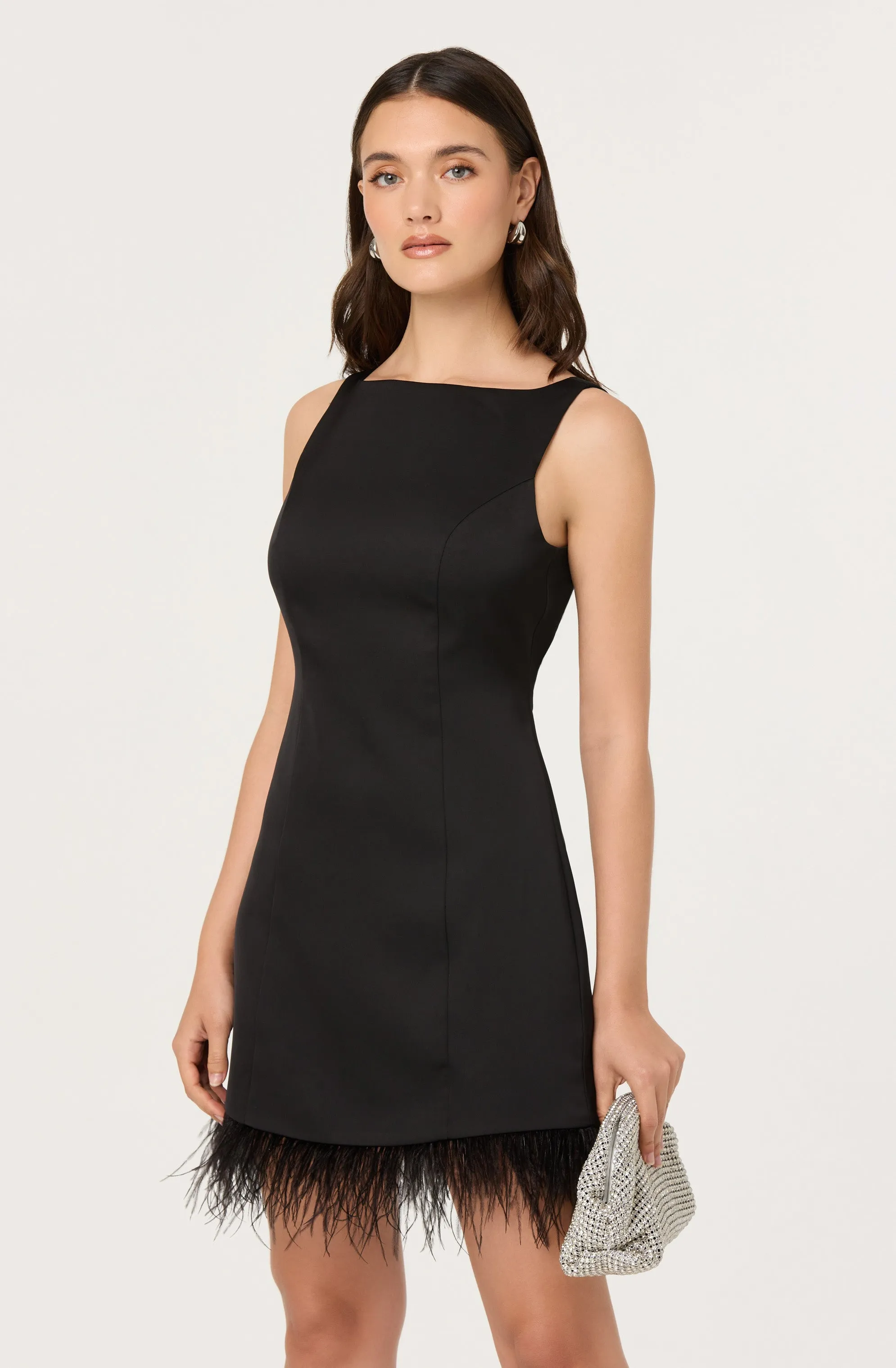 Alisanne Feather Trim Mini Dress sold by Astr product image thumbnail 2