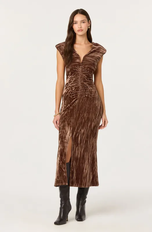 Daisha Crushed Velvet Midi Dress made by Astr