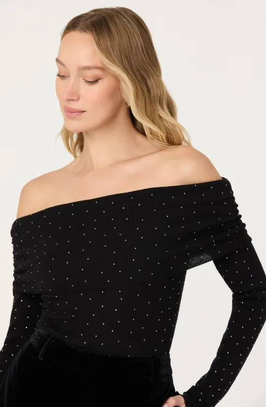 Kylin Off Shoulder Rhinestone Sweater sold by Astr