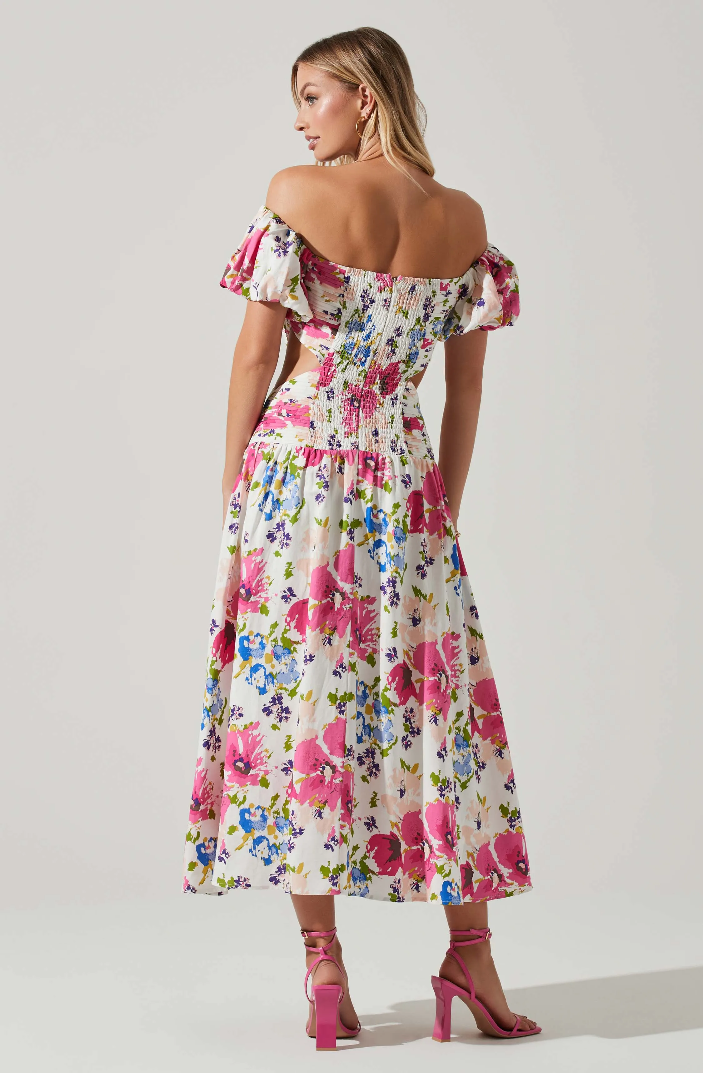 Liliosa Floral Off Shoulder Midi Dress sold by Astr product image thumbnail 4
