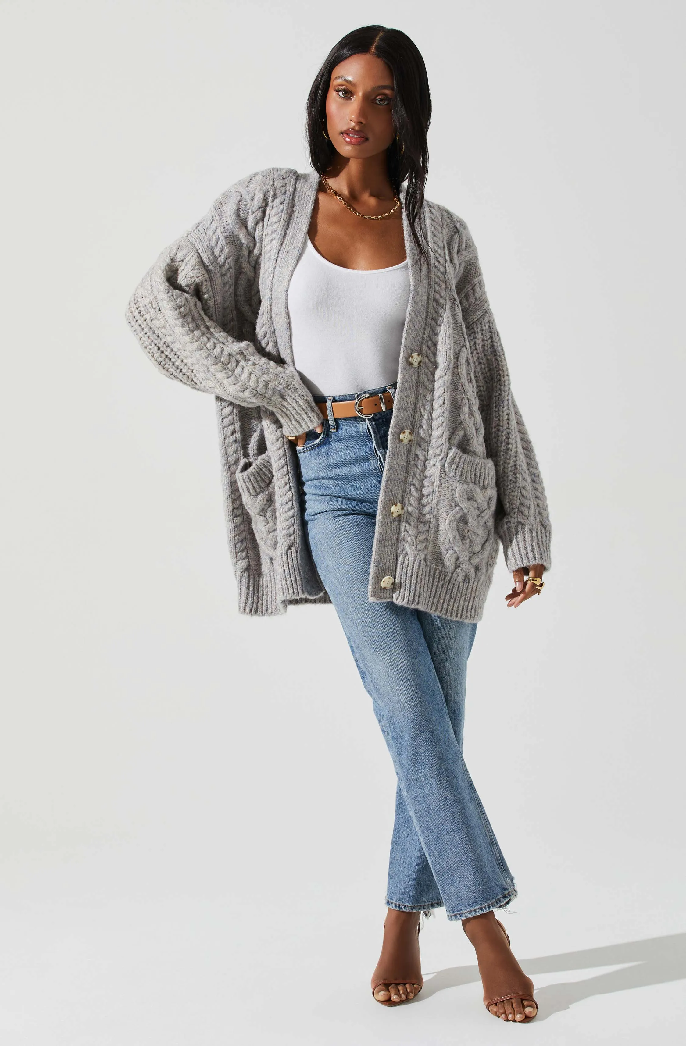 Charli Cable Knit Oversized Cardigan Sweater sold by Astr product image thumbnail 4