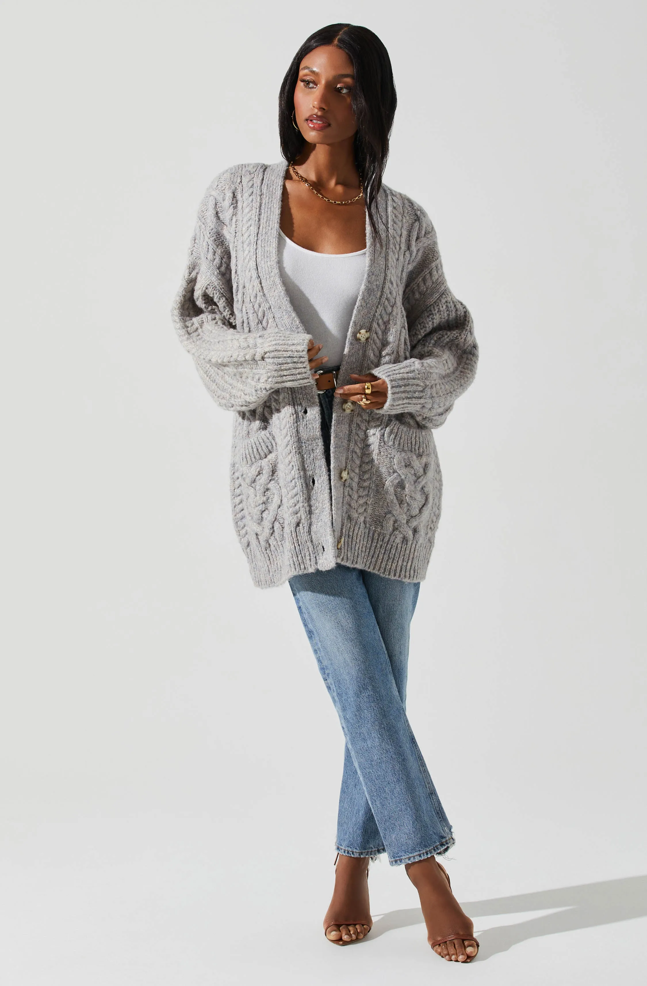 Charli Cable Knit Oversized Cardigan Sweater sold by Astr product image thumbnail 2