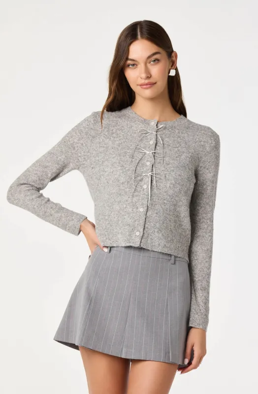 Ribbed Bow Adorned Cardigan made by Astr