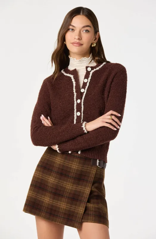 Contrast Stitch Textured Cardigan sold by Astr