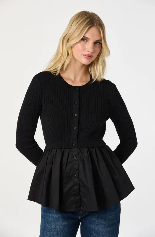 Mixed Media Peplum Top sold by Astr