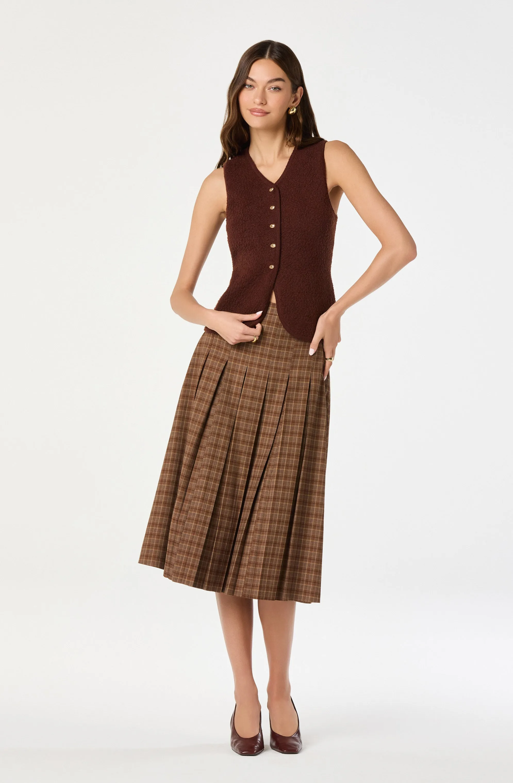 Textured Longline V-Neck Vest sold by Astr