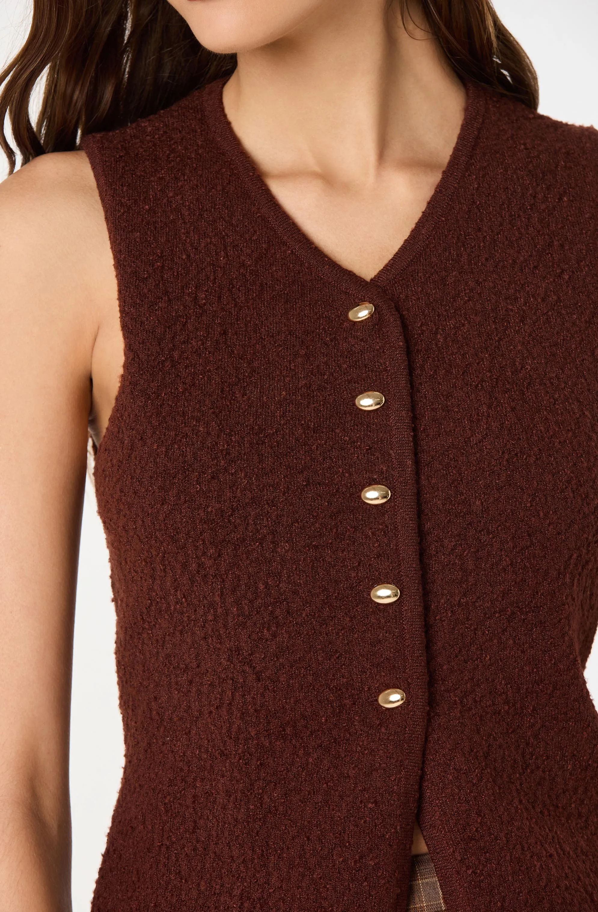 Textured Longline V-Neck Vest sold by Astr product image thumbnail 5